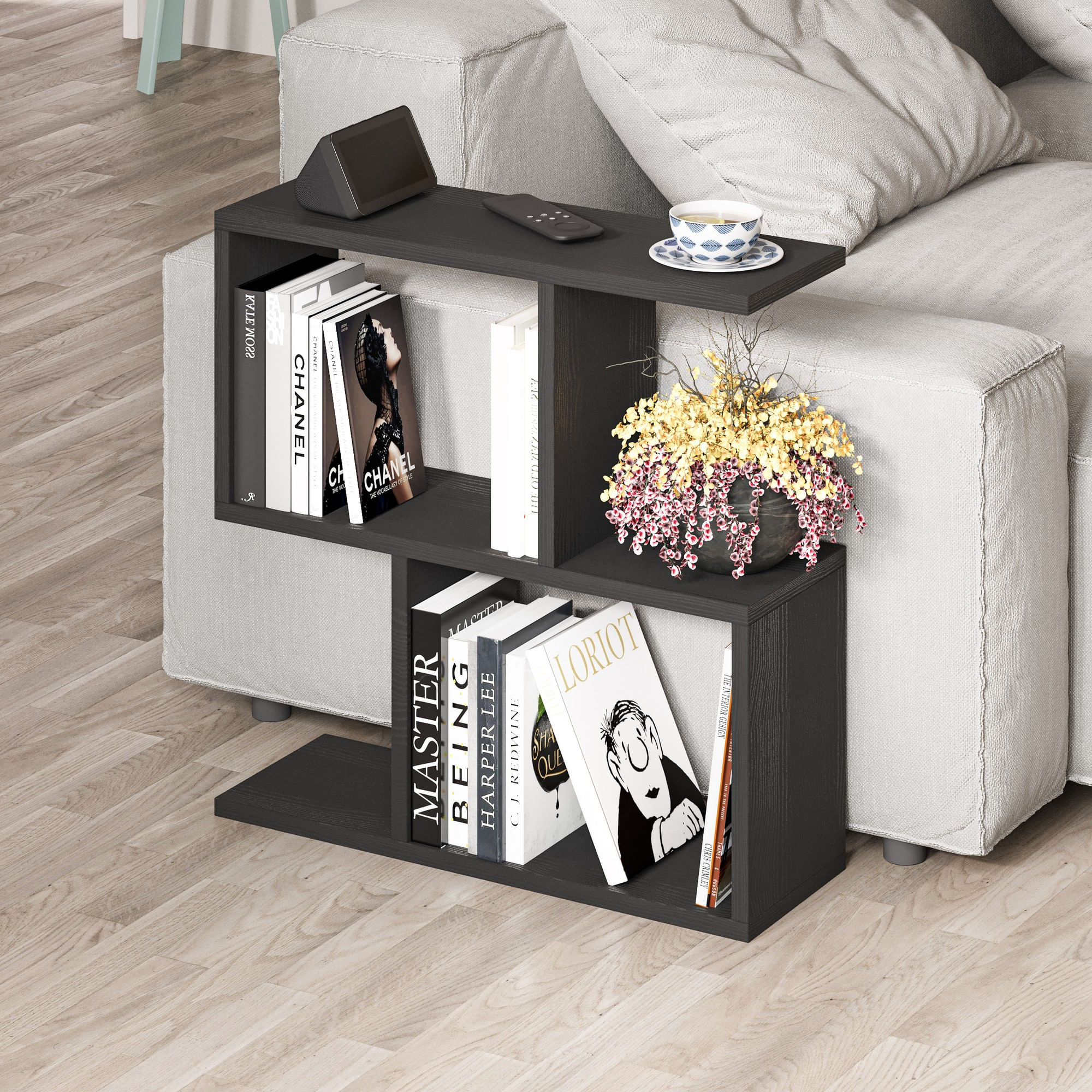Masuta de cafea, Hanah Home, pal melaminat, lemn negru, 60x60x20 cm — imaginea 5