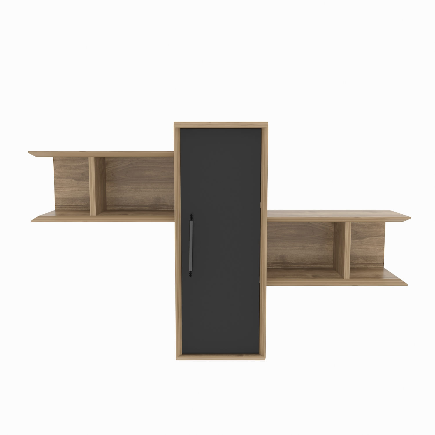 Raft de perete, Hanah Home, pal melaminat, nuc si negru, 118.6x35x51.8 cm — imaginea 3