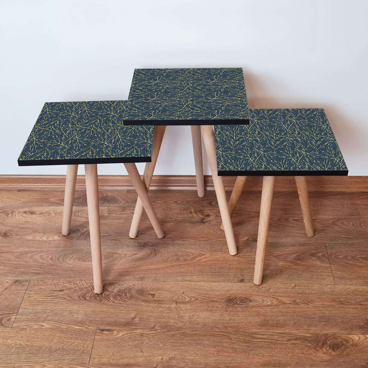 Set masute de cafea, Hanah Home, mdf, gri auriu, 35x35x52 cm