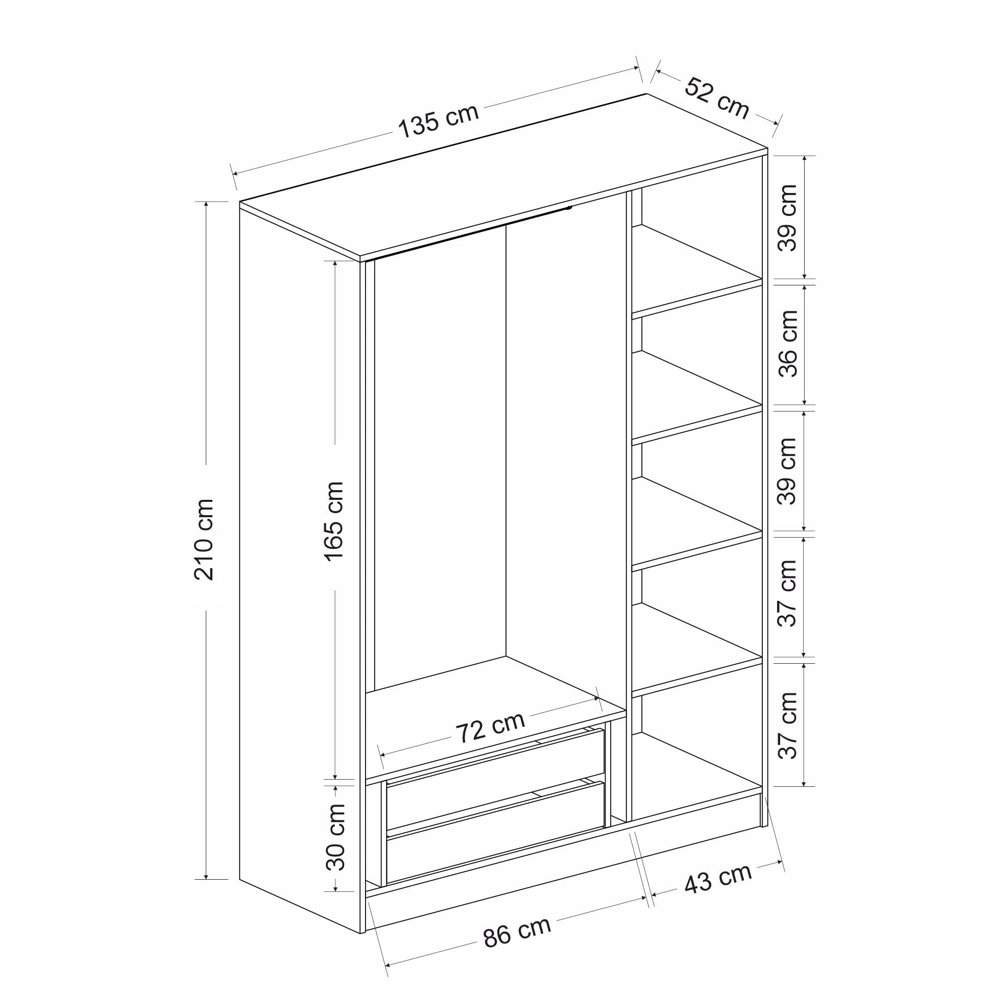 Sifonier, Hanah Home, panou aglomerat melaminat, antracit, 135x52x210 cm