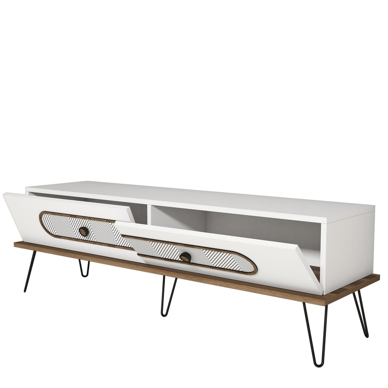 Comoda tv, Hanah Home, pal melaminat, alb, 145x45x40 cm