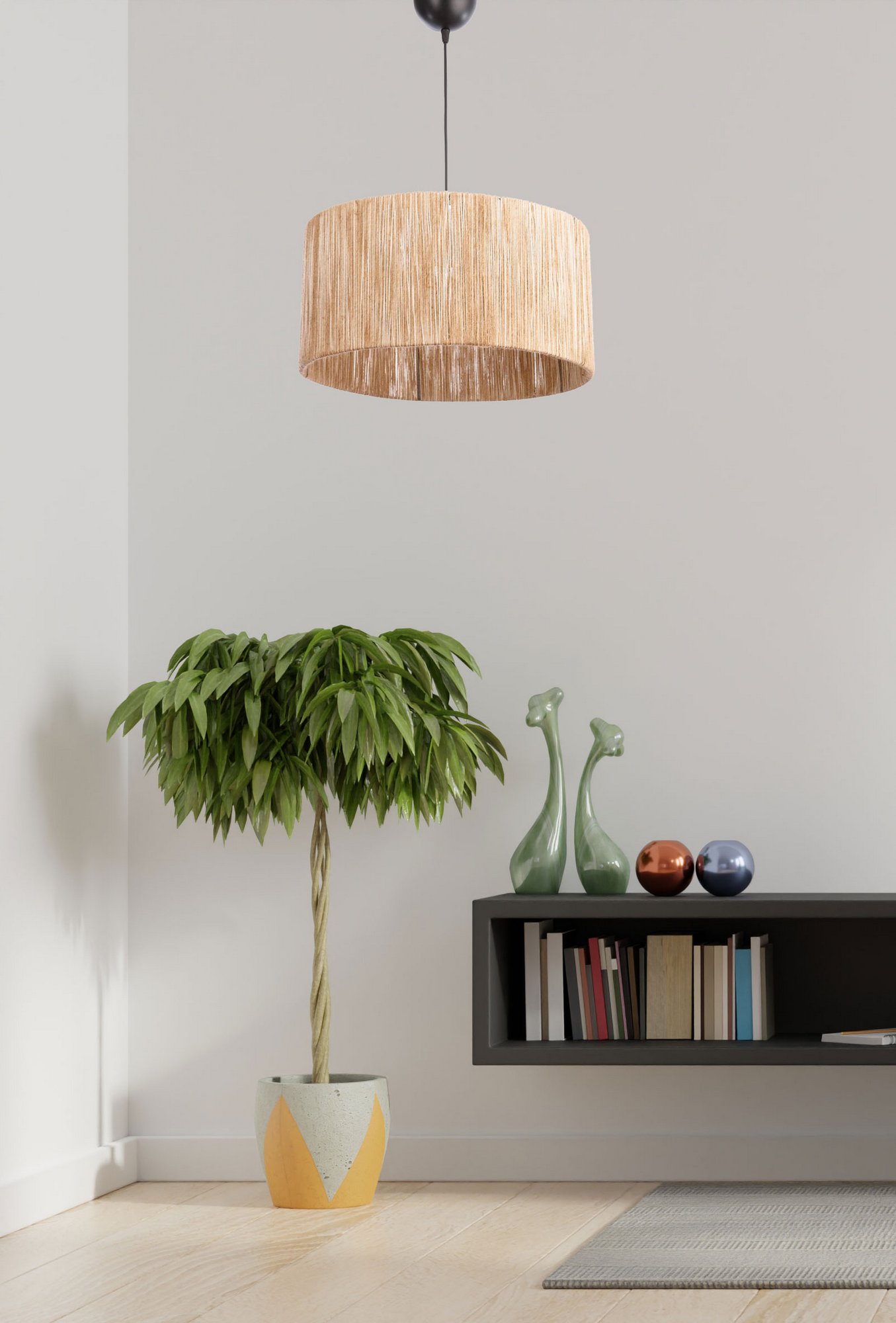 Candelabru, Opviq, metal cu capac din iuta, natural, 40x20x75 cm