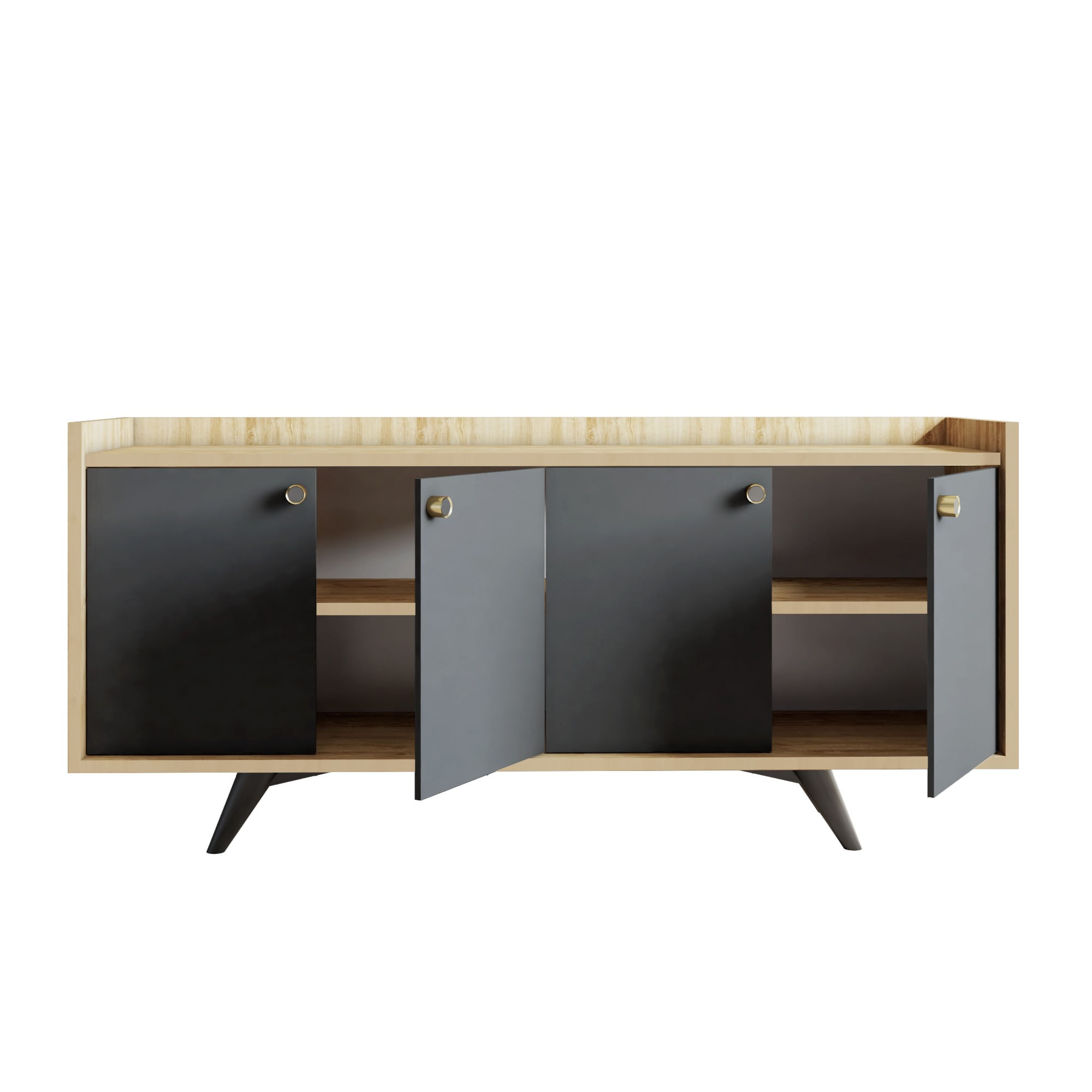Consola, Hanah Home, pal melaminat, antracit si stejar, 150x40x75 cm — imaginea 3