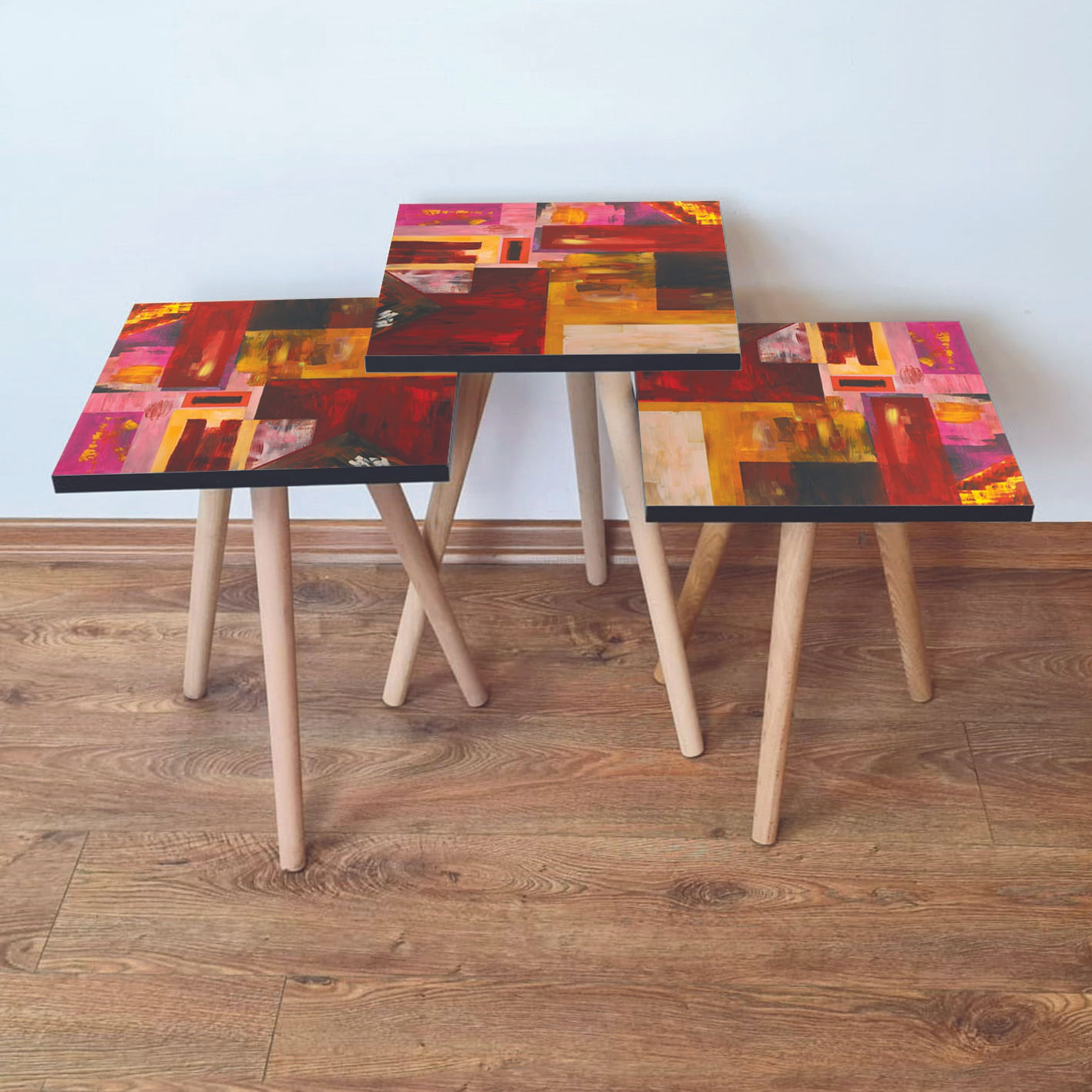 Set masute de cafea, Hanah Home, mdf, multicolor, 35x35x52 cm, 481LNA3130