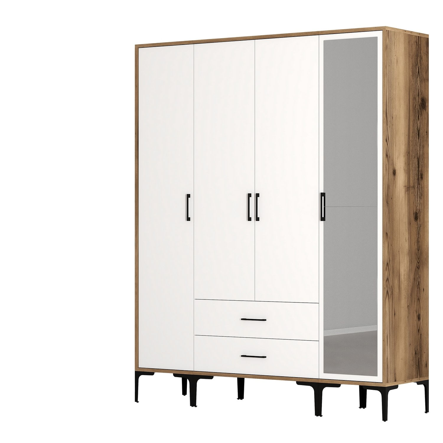 Sifonier, Hanah Home, pal melaminat, nuc si alb, 160x47.5x201.4 cm, 845HCT5495 — imaginea 2