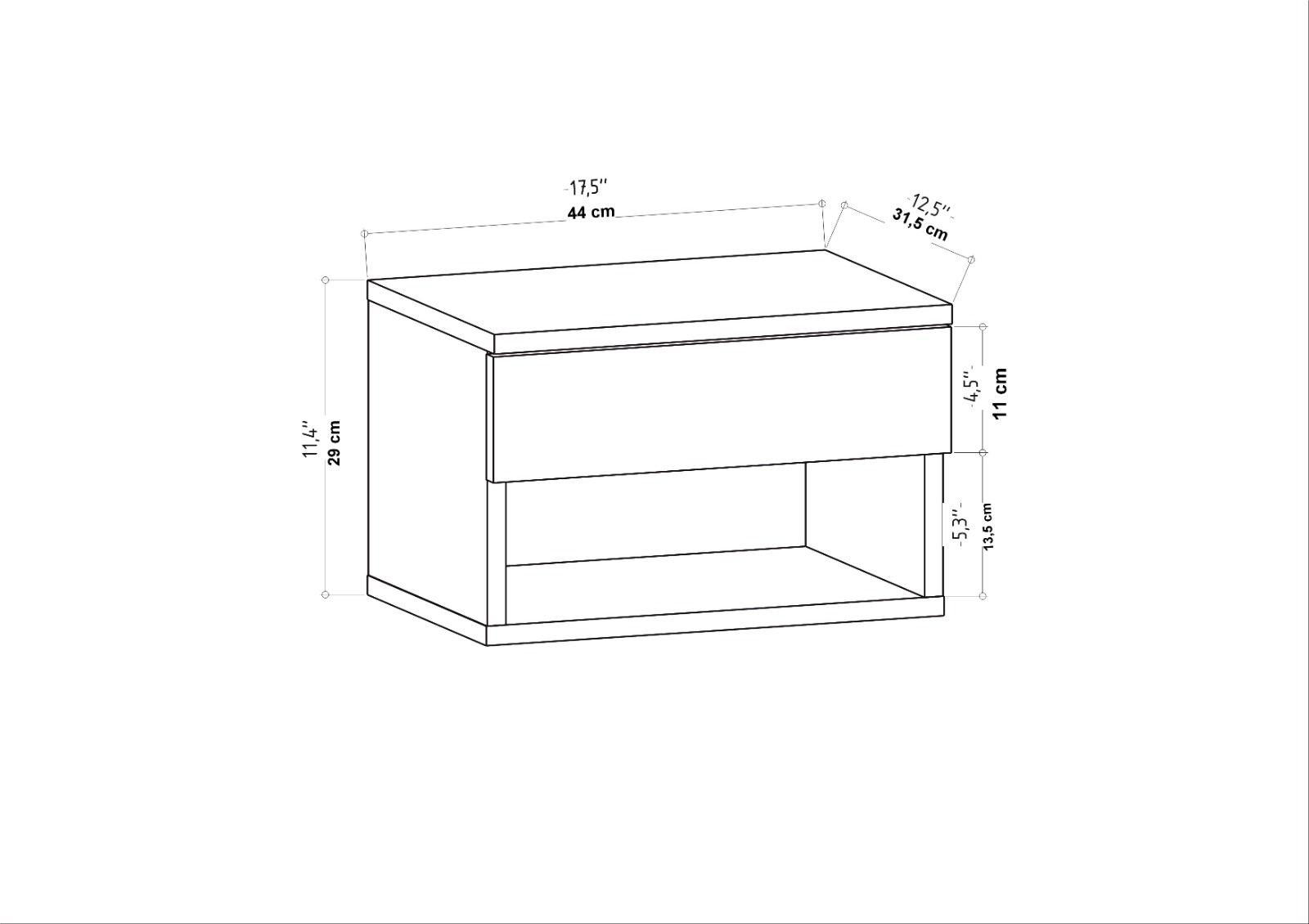 Noptiera, Hanah Home, pal melaminat, stejar, 44.6x29x31.9 cm — imaginea 6