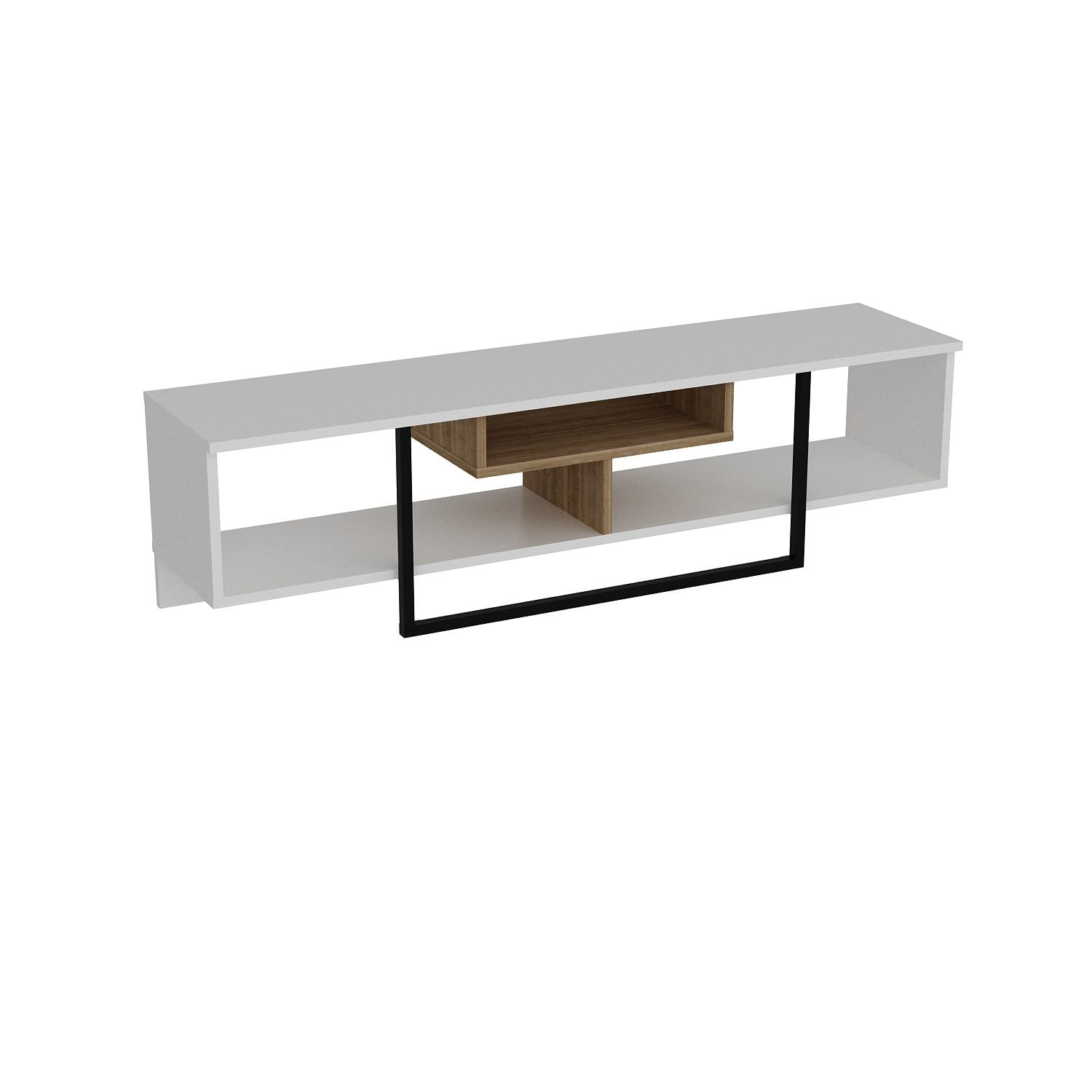 Comoda tv, Hanah Home, pal melaminat, alb negru stejar, 149.4x35.2x40.2 cm — imaginea 5