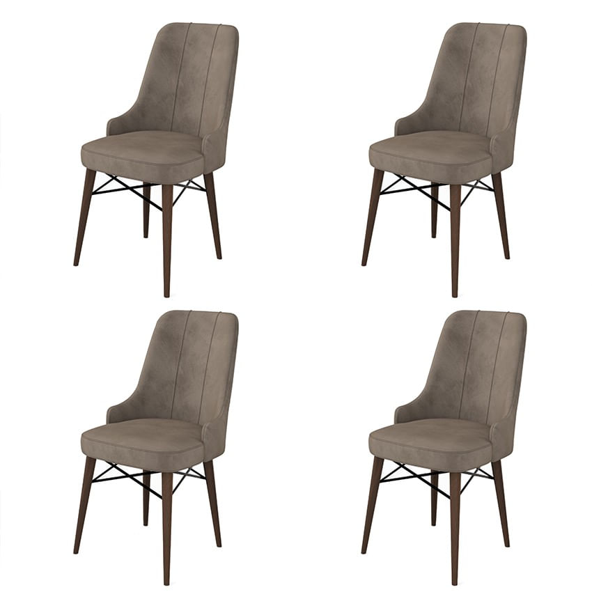 Set scaune, Hanah Home, metal, cappuccino si maro, 46x46x94 cm, 4 bucati — imaginea 4