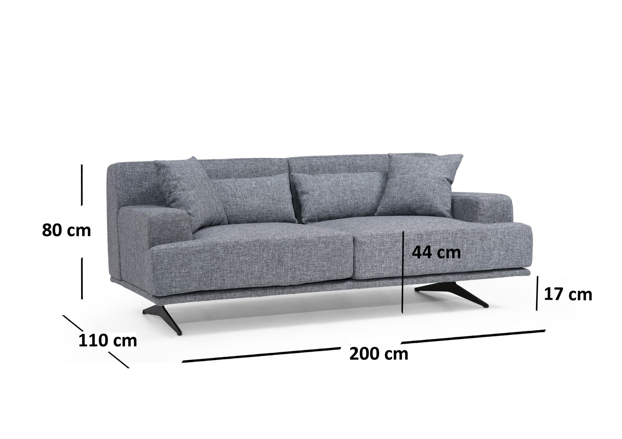 Canapea 2 locuri, Hanah Home, lemn fag si pal, gri, 200x110x80 cm — imaginea 4