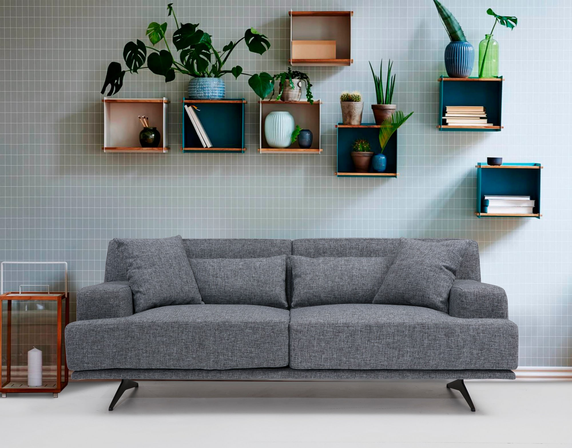 Canapea 2 locuri, Hanah Home, lemn fag si pal, gri, 200x110x80 cm — imaginea 6