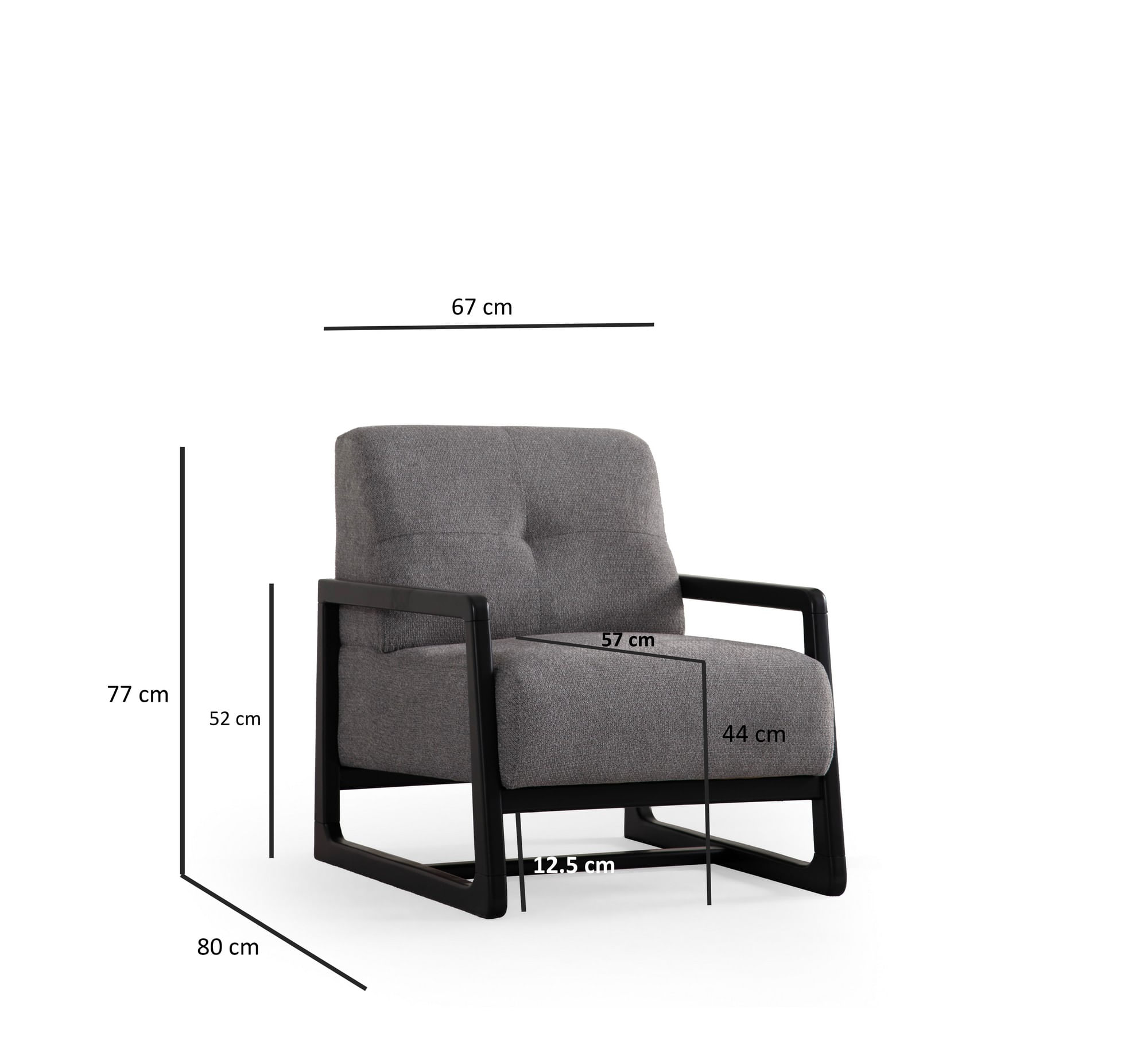 Fotoliu, Atelier Del Sofa, lemn de fag si placi aglomerate, gri deschis, 67x80x77 cm — imaginea 5