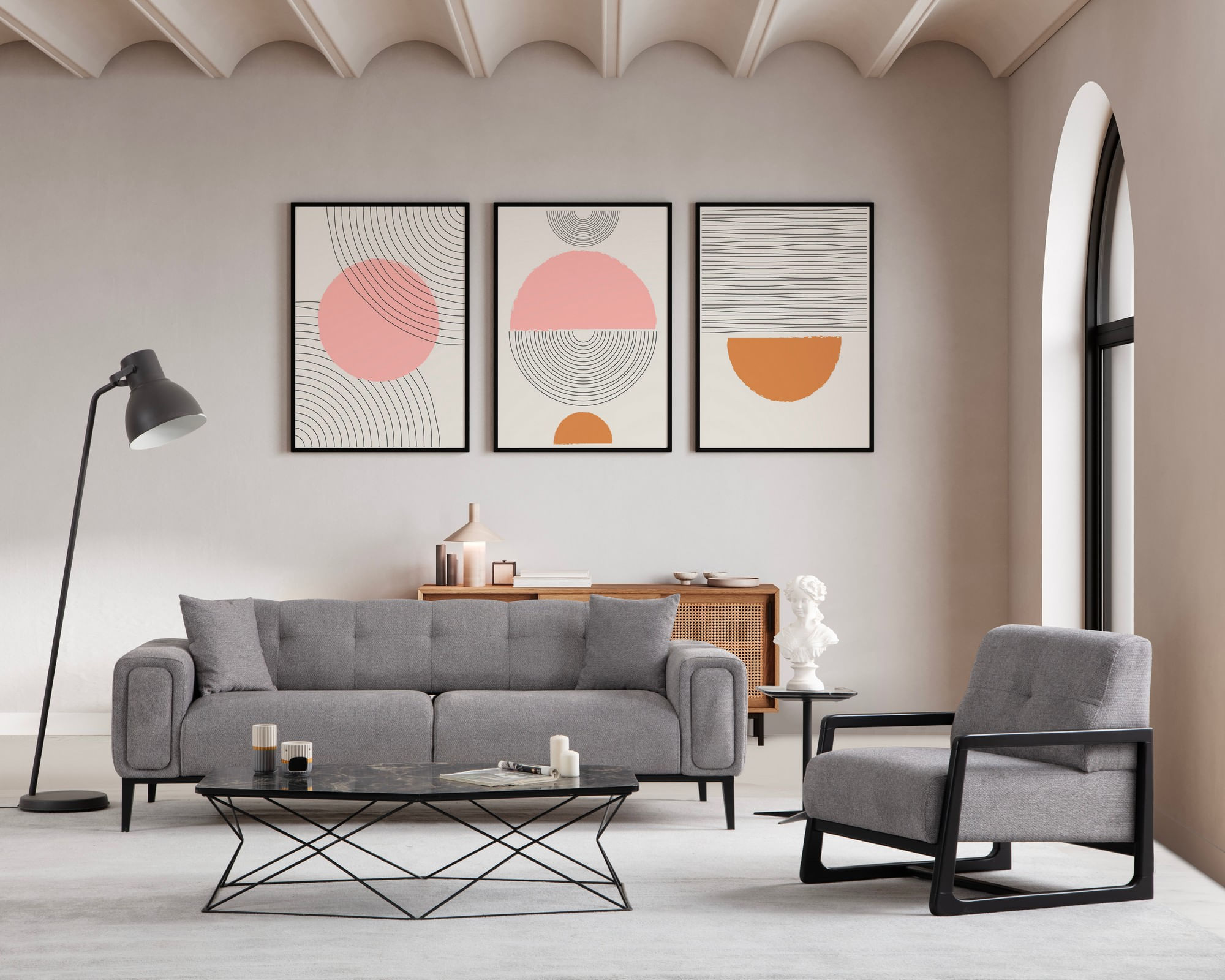 Fotoliu, Atelier Del Sofa, lemn de fag si placi aglomerate, gri deschis, 67x80x77 cm — imaginea 7