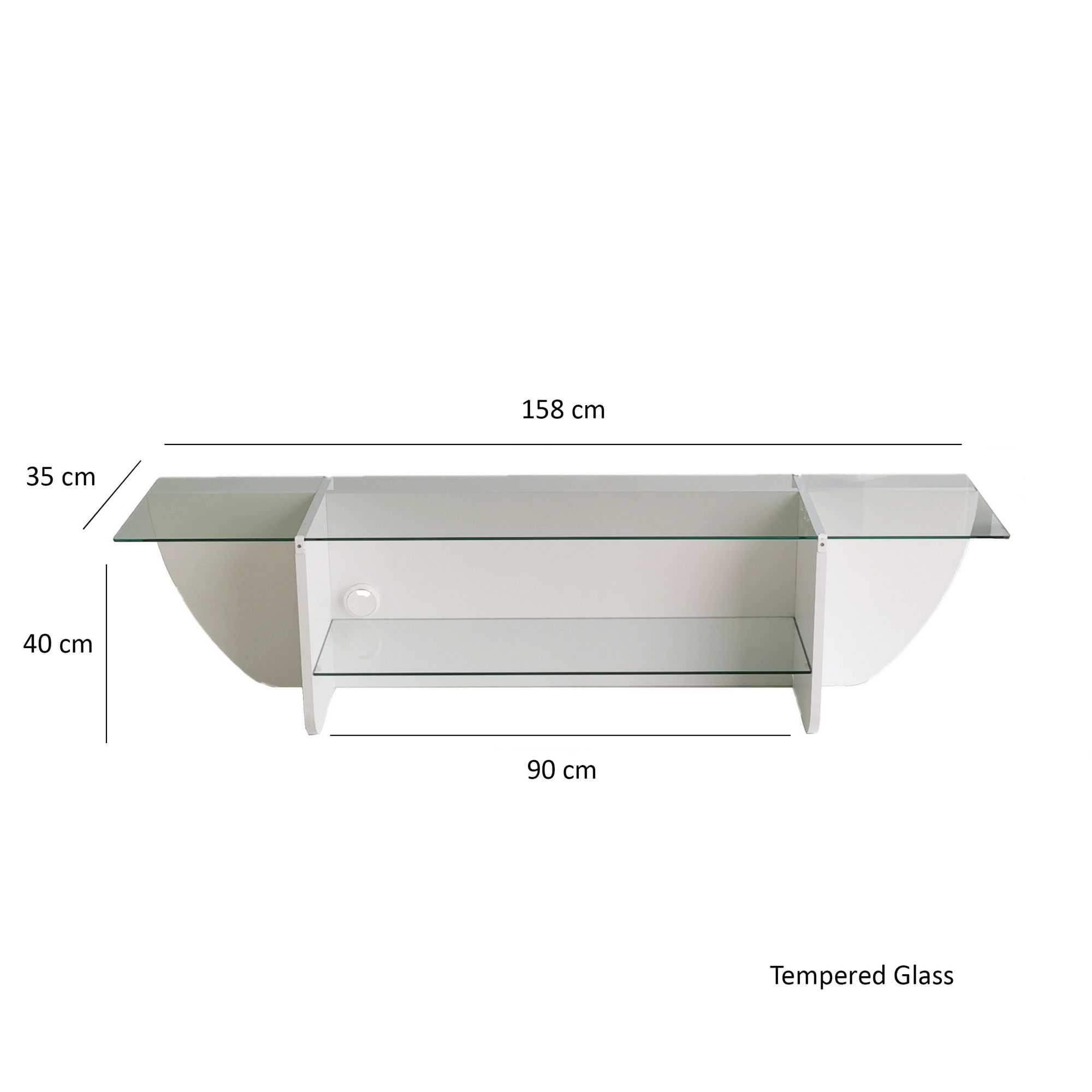 Comoda tv, Hanah Home, sticla calita, alb, 158x40x35 cm — imaginea 6