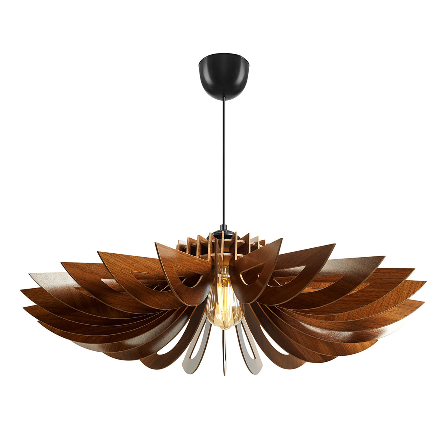 Lustra, Opviq, mdf, nuc, diametru 52 cm, cablu reglabil
