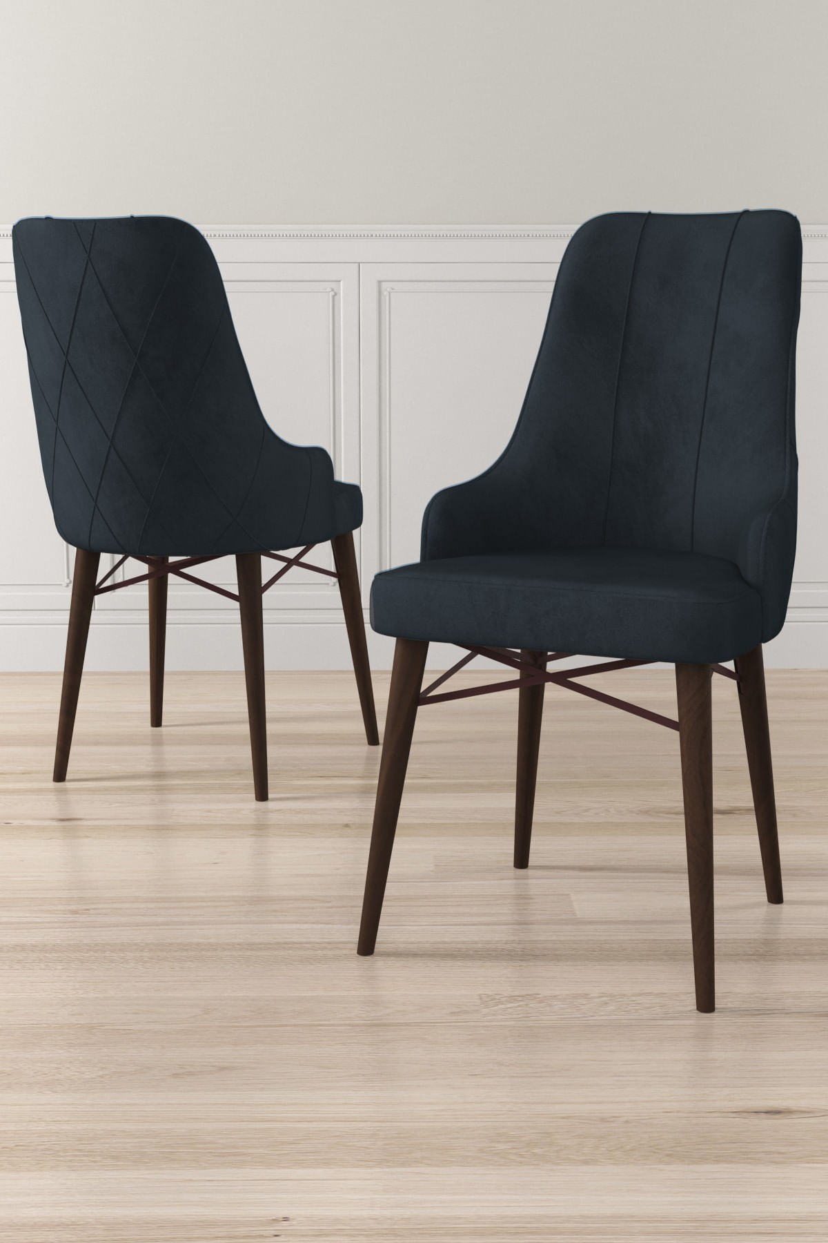 Set scaune, Hanah Home, metal, antracit si maro, 46x42x95 cm, babyface, 240CHR1717 — imaginea 2