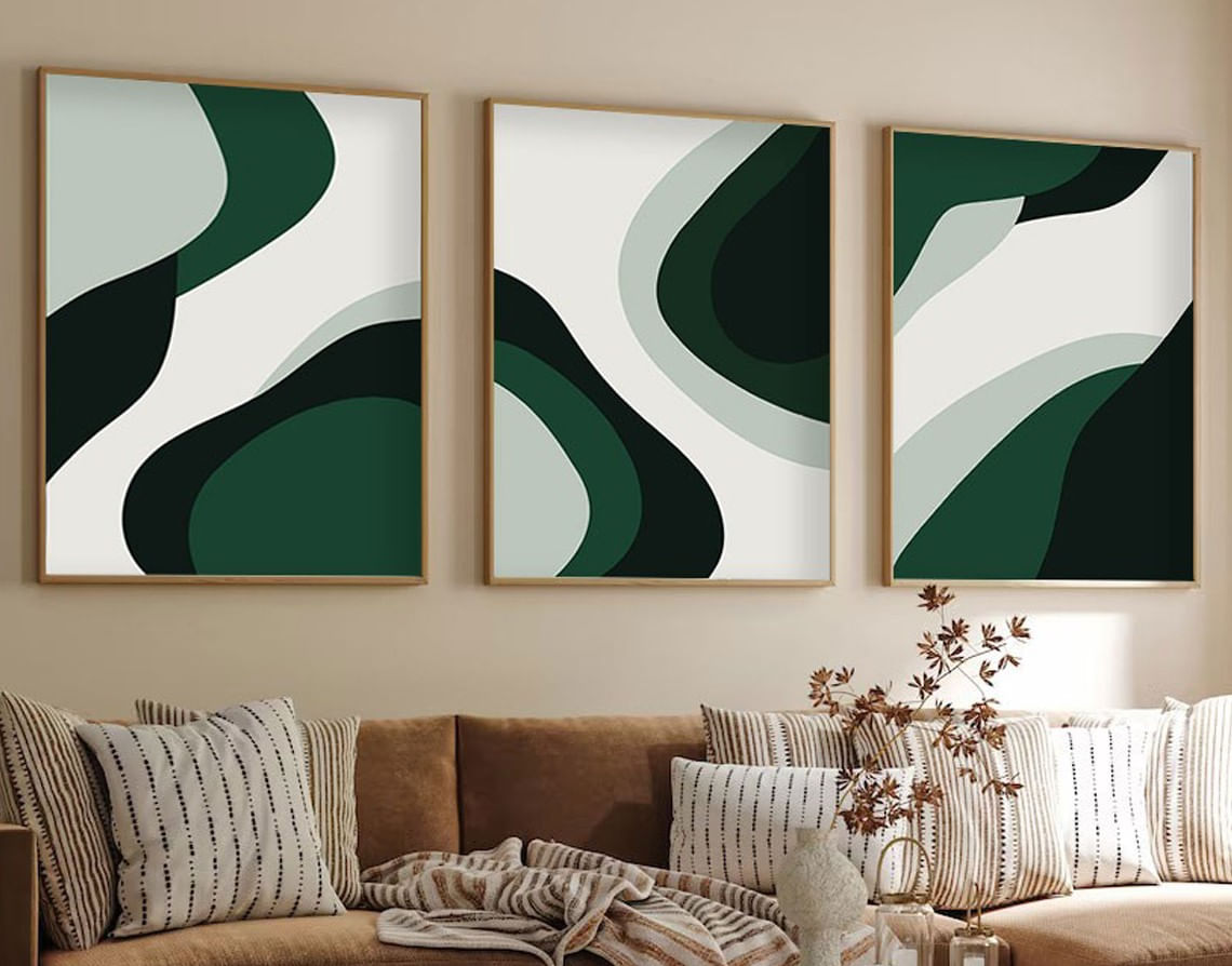 Tablou decorativ inramat, Wallxpert, multicolor, mdf, lemn masiv, 50x70 cm, set 3 piese, 693BSE1497