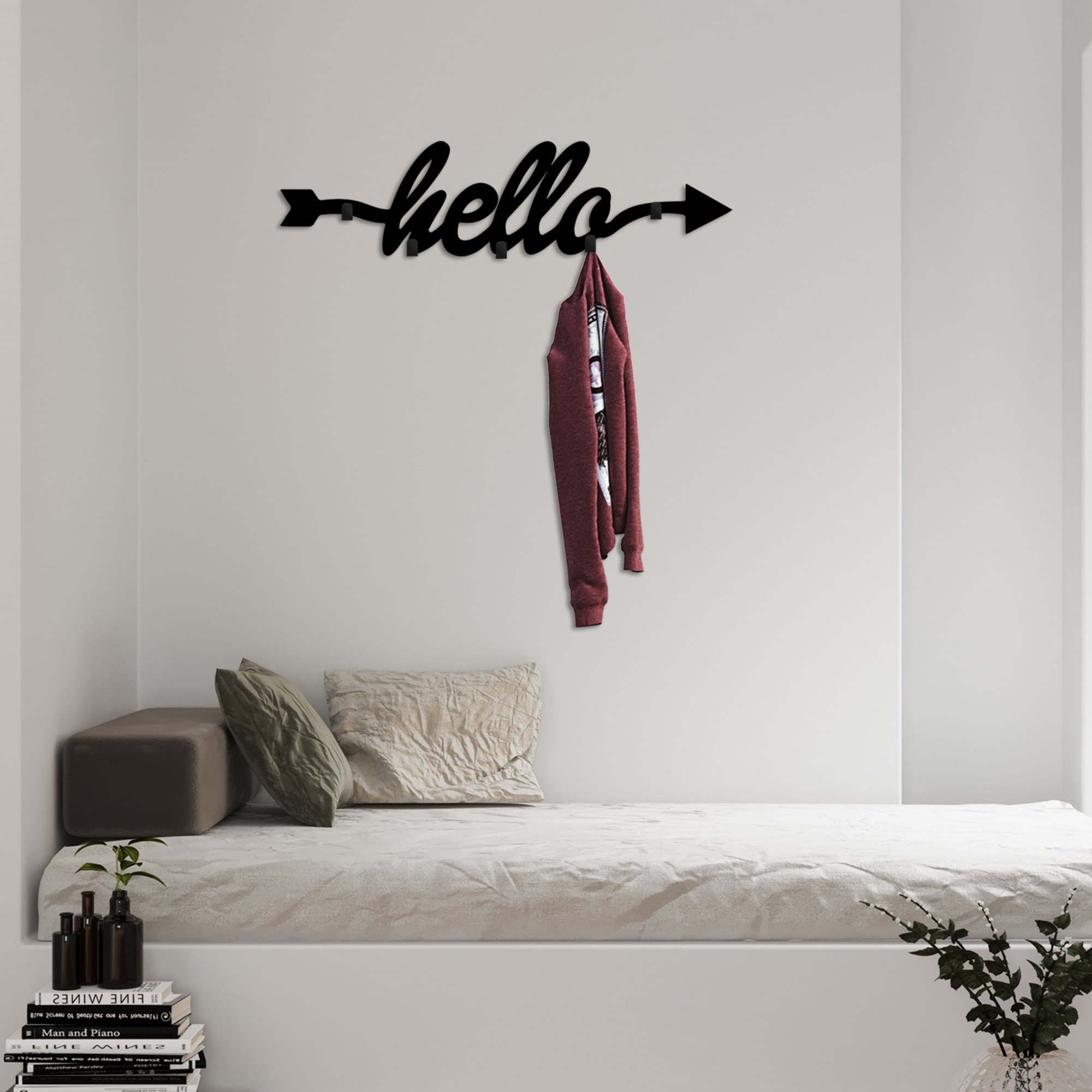 Cuiere de perete, Wallxpert, metal, negru, 68x22x2 cm — imaginea 6