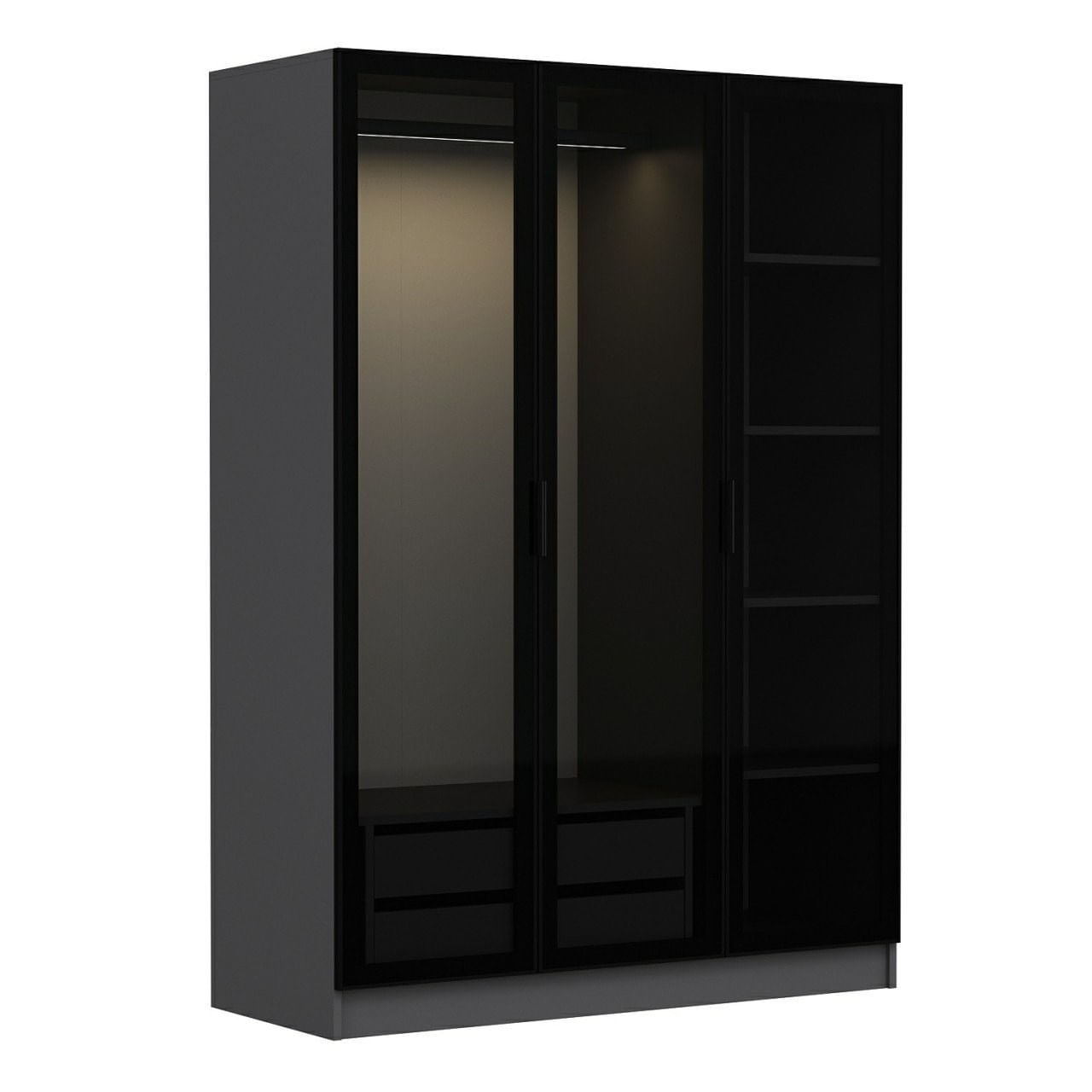 Dulap, Hanah Home, pal melaminat, antracit si negru, 135x52x190 cm