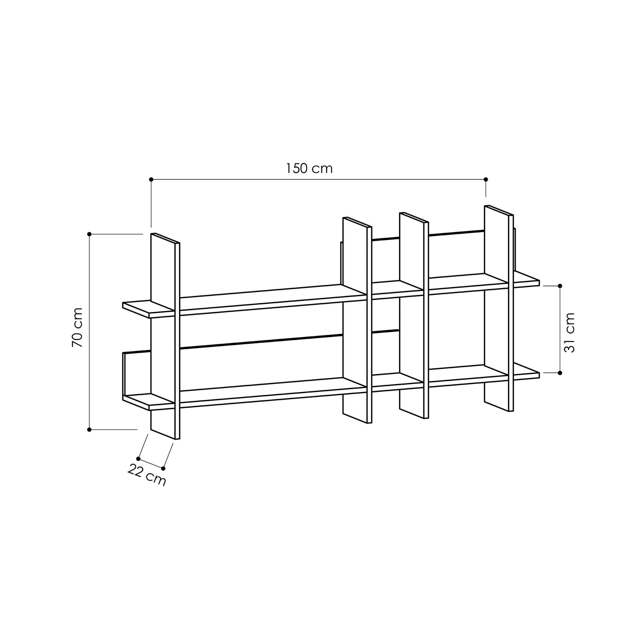 Raft de perete, Hanah Home, panou aglomerat cu melamina, alb, 150x70x22 cm — imaginea 2