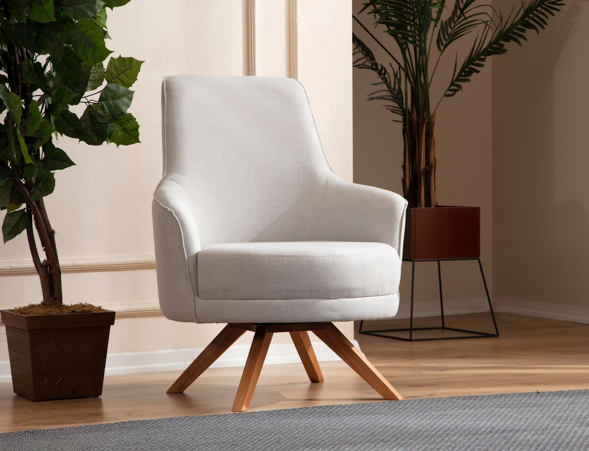 Fotoliu, Atelier Del Sofa, lemn de fag, crem, 72x87x102 cm — imaginea 3