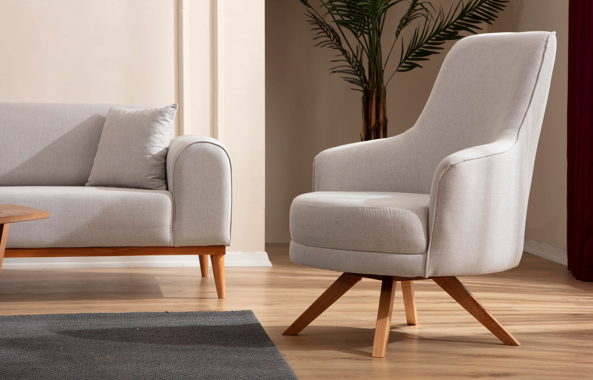 Fotoliu, Atelier Del Sofa, lemn de fag, crem, 72x87x102 cm — imaginea 5