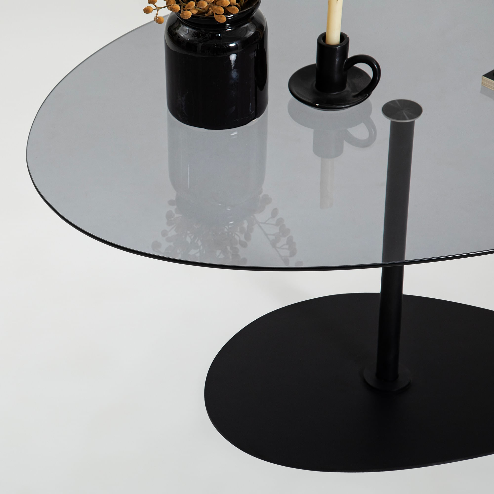 Masuta de cafea, Hanah Home, sticla securizata, gri inchis si negru, 90x60x40 cm — imaginea 8