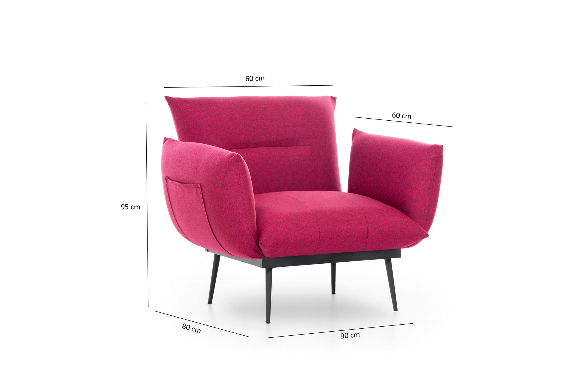 Fotoliu, Atelier Del Sofa, in, rosu inchis, 90x95x80 cm — imaginea 3