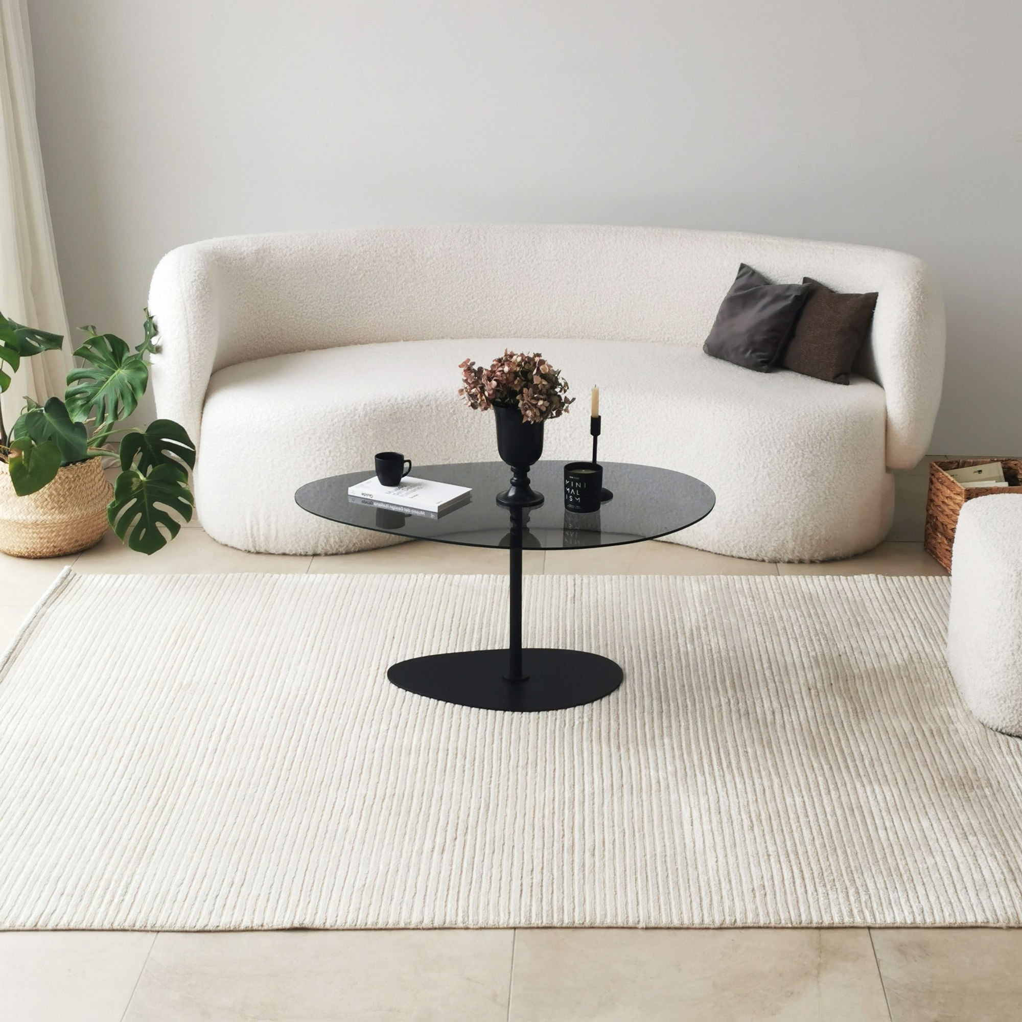 Masuta de cafea, Hanah Home, sticla securizata, gri inchis si negru, 90x60x40 cm — imaginea 11