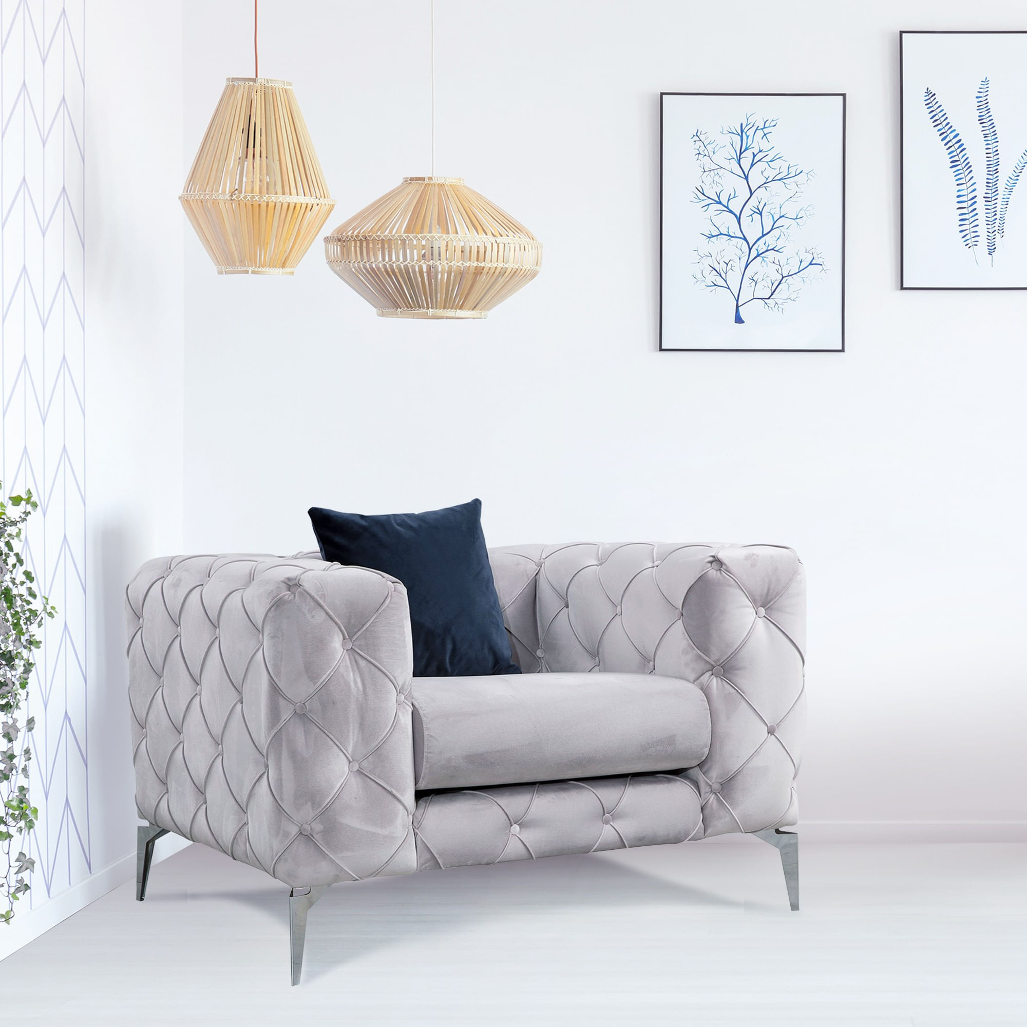 Fotoliu, Hanah Home, lemn fag si pal, gri deschis, 108x90x73 cm — imaginea 6