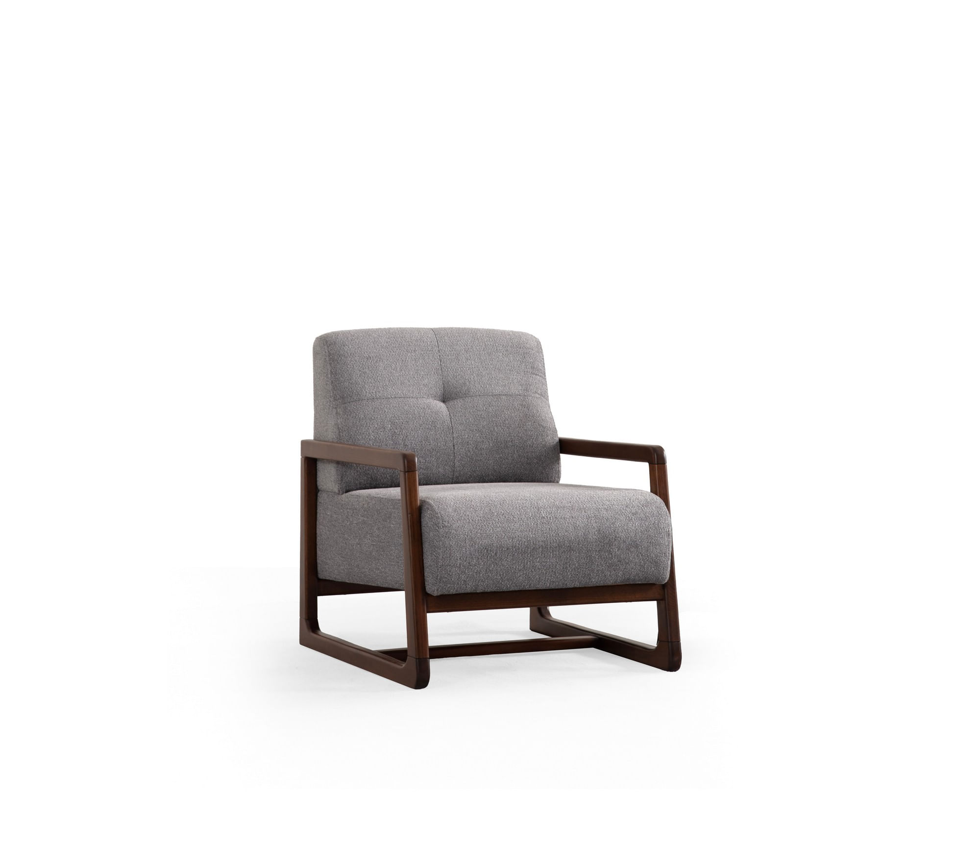 Fotoliu, Atelier Del Sofa, material textil, gri deschis, picioare lemn nuc, 67x77x80 cm — imaginea 4