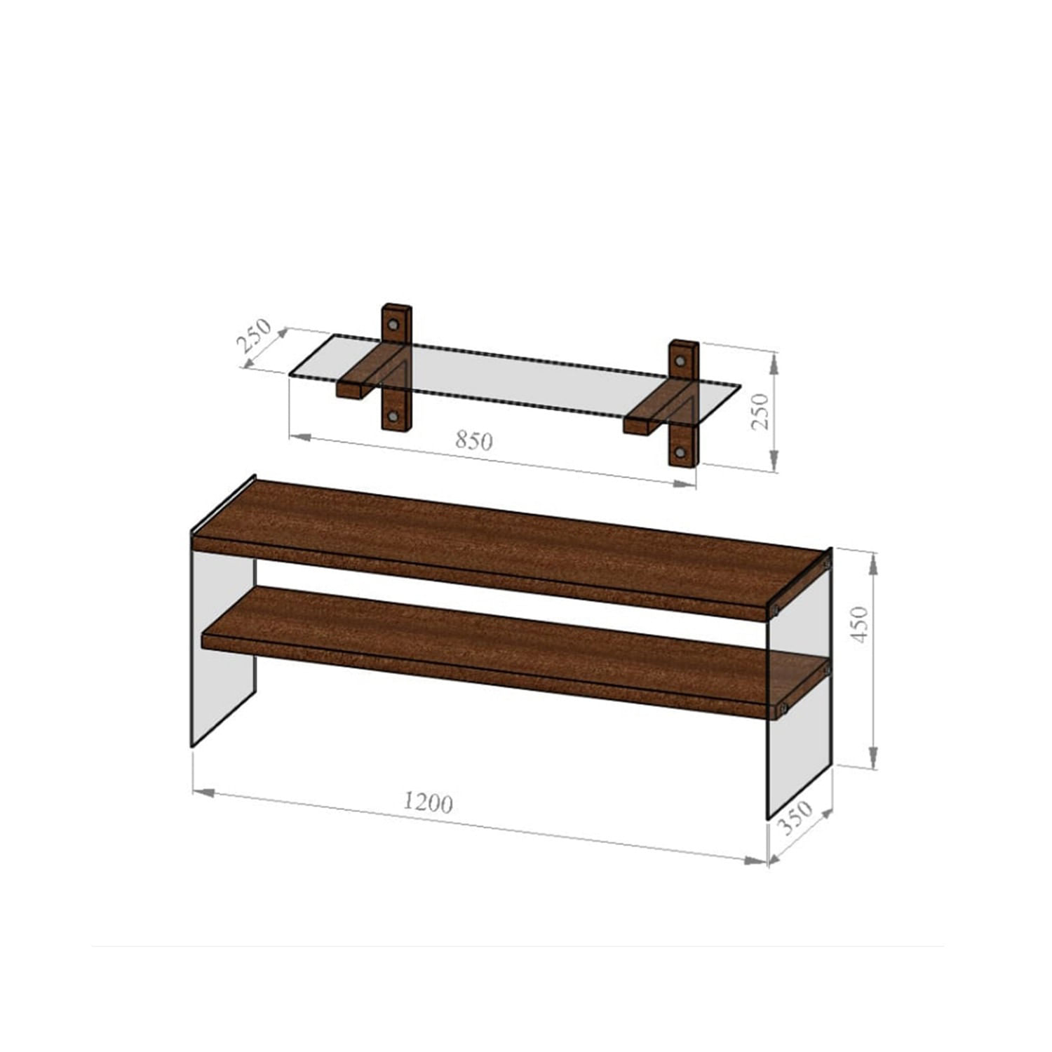 Comoda tv, Hanah Home, lemn masiv de pin, nuc, 120x45x35 cm — imaginea 2
