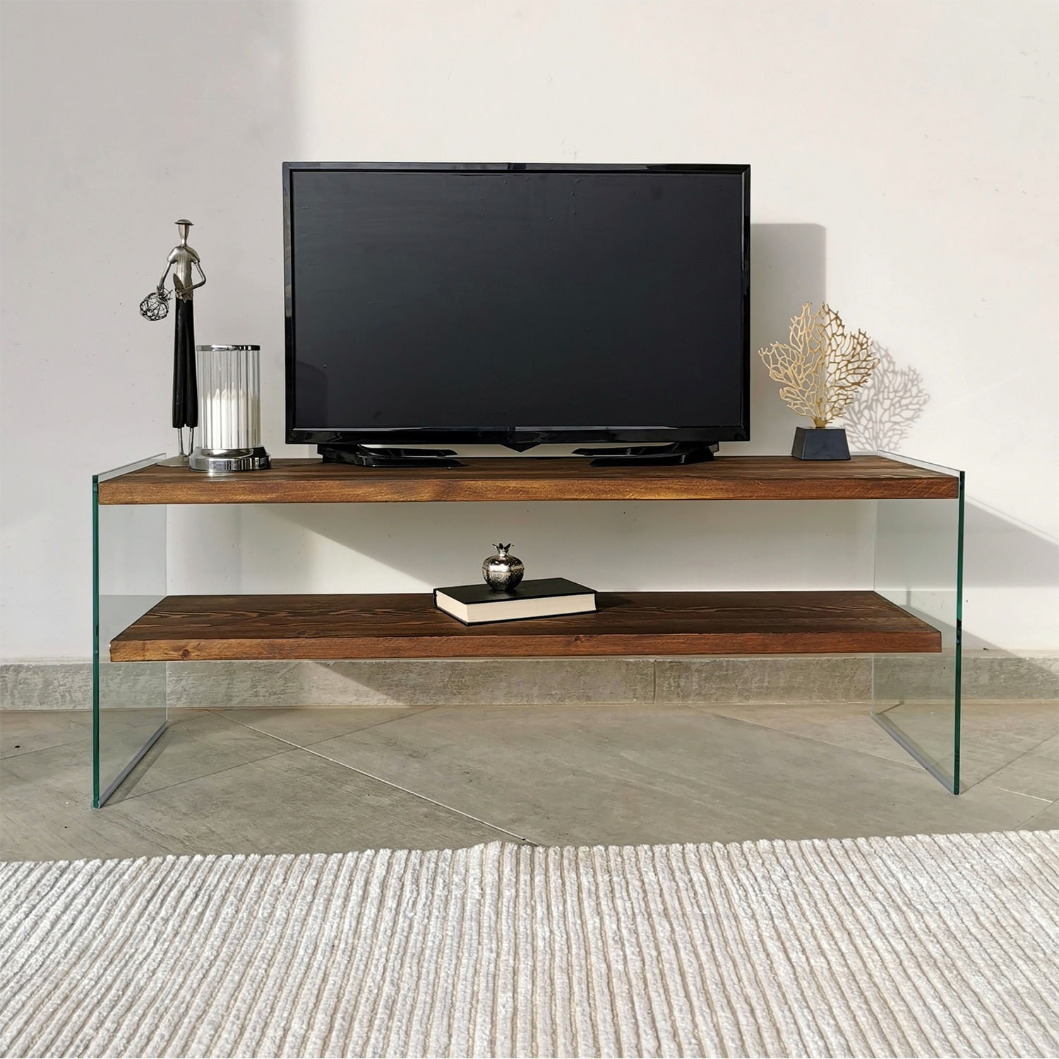 Comoda tv, Hanah Home, lemn masiv de pin, nuc, 120x45x35 cm — imaginea 10