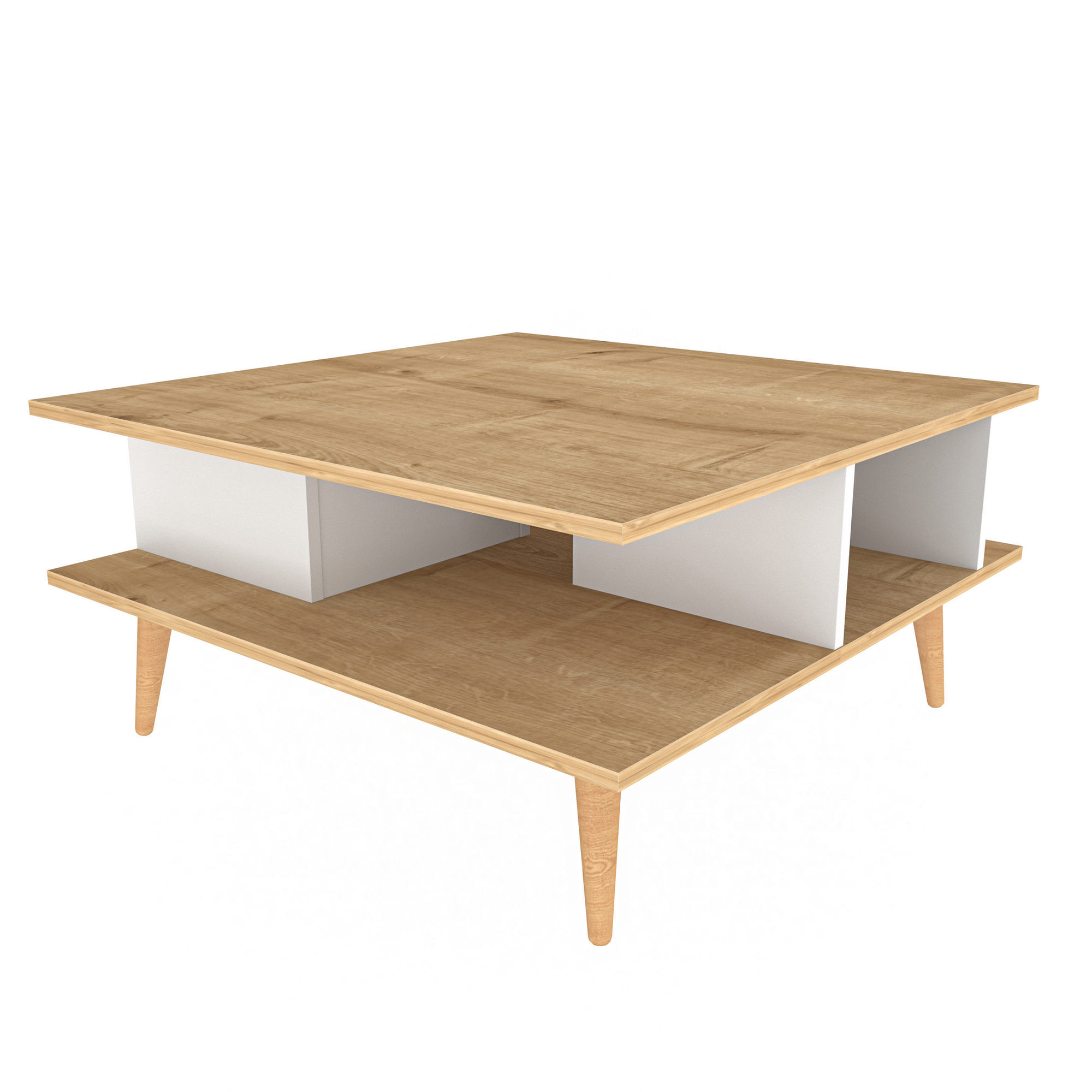 Masuta de cafea, Hanah Home, pal melaminat, stejar si alb, 89x89x44 cm — imaginea 4