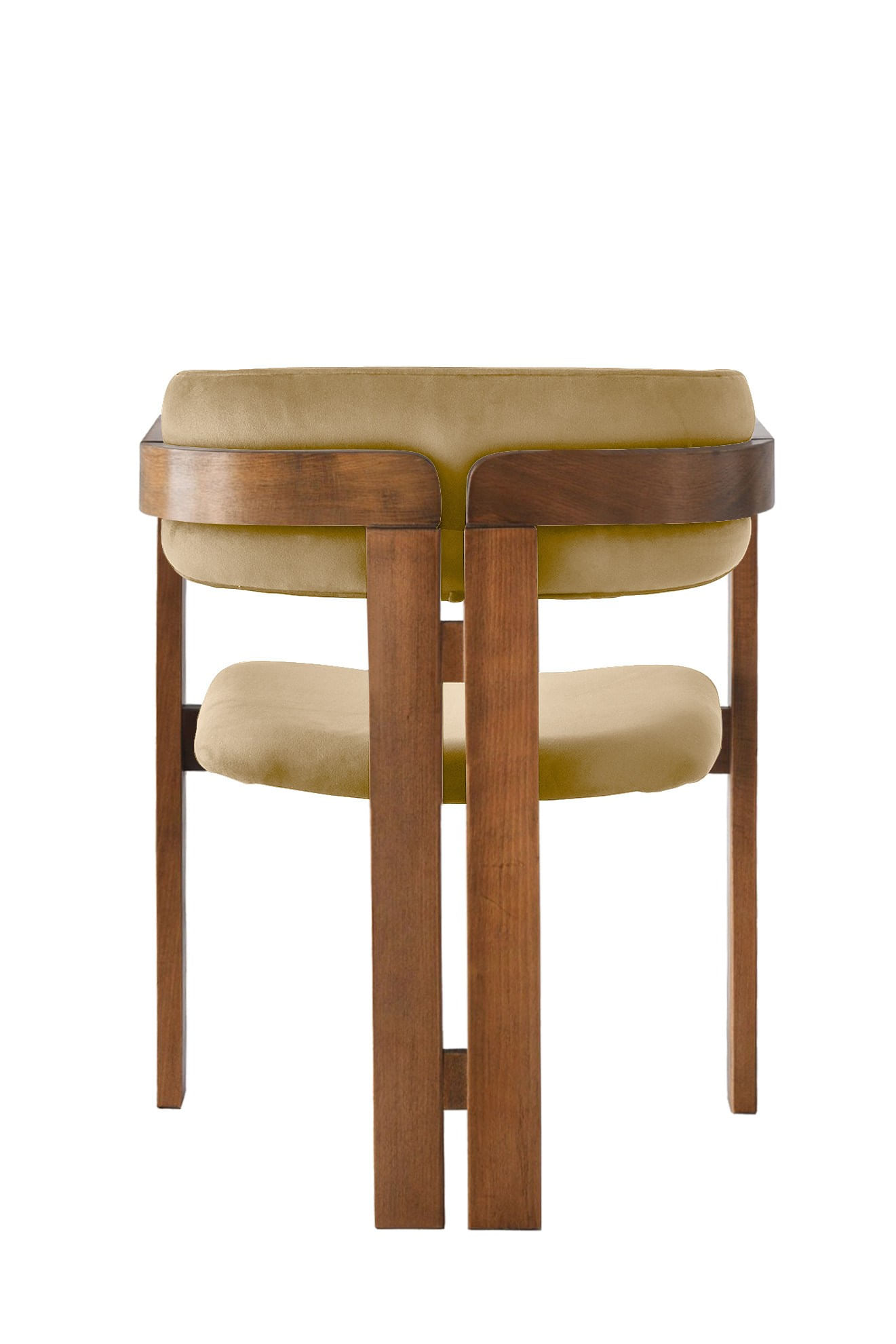 Fotoliu, Hanah Home, catifea si lemn, nuc si taupe deschis, 58x49x76 cm — imaginea 3