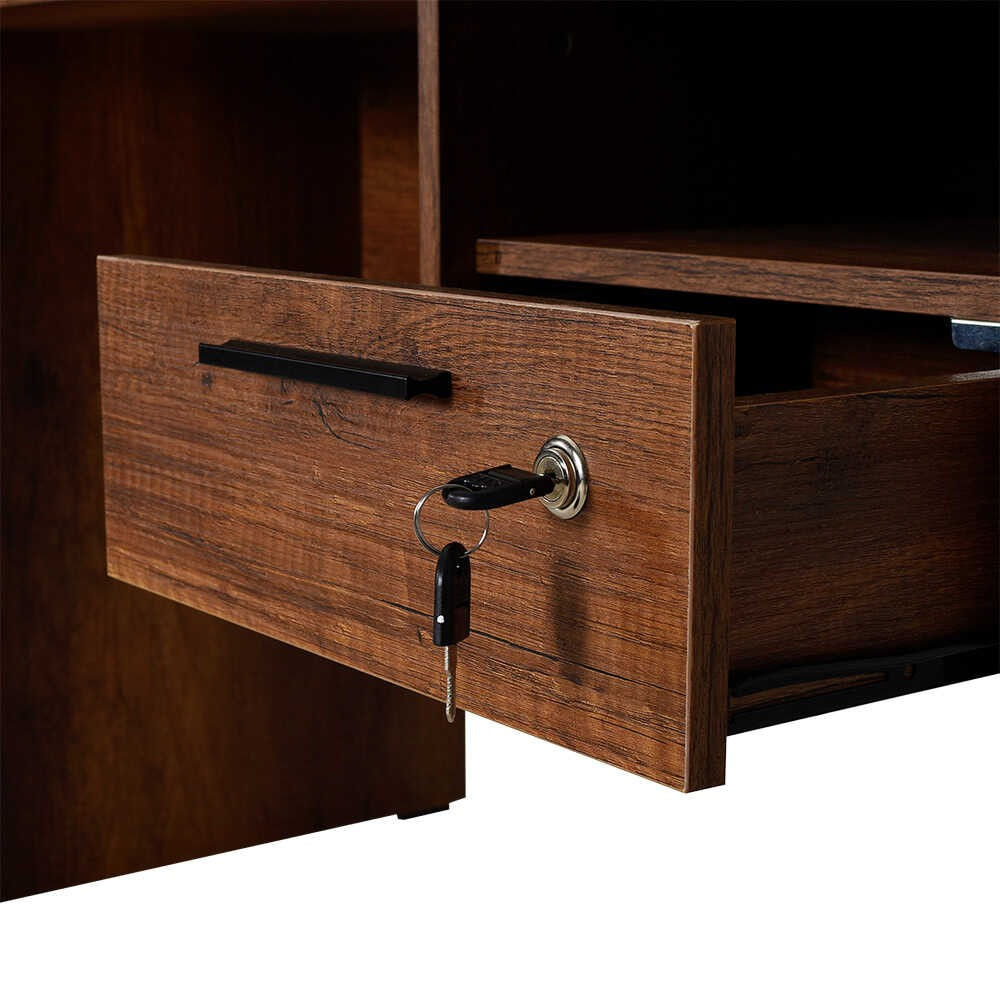 Birou de studiu, Hanah Home, panou de particule melaminat, nuc, 120x60x75 cm — imaginea 4