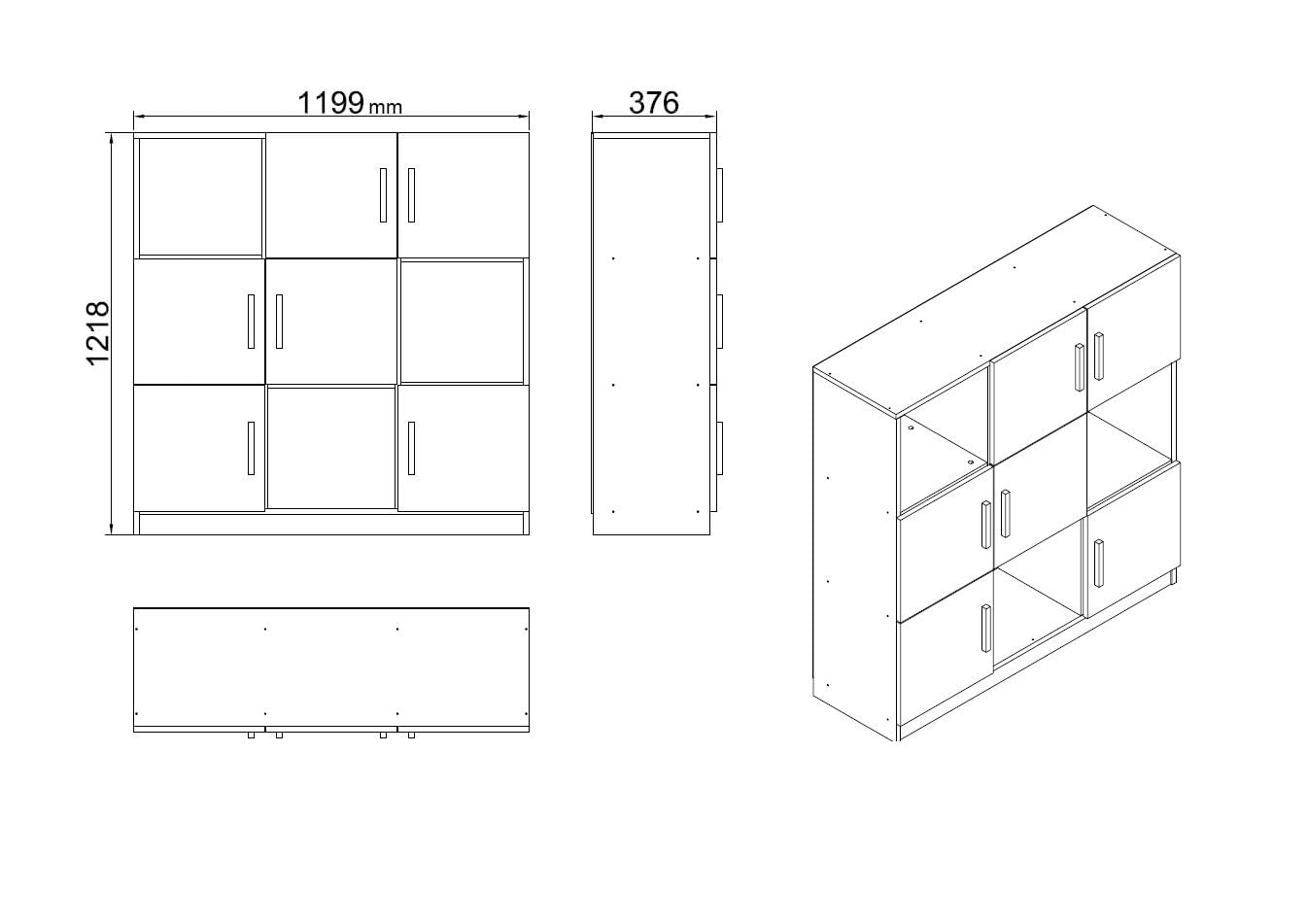 Biblioteca, Hanah Home, pal melaminat, nuc si antracit, 119.9x37.6x121.8 cm