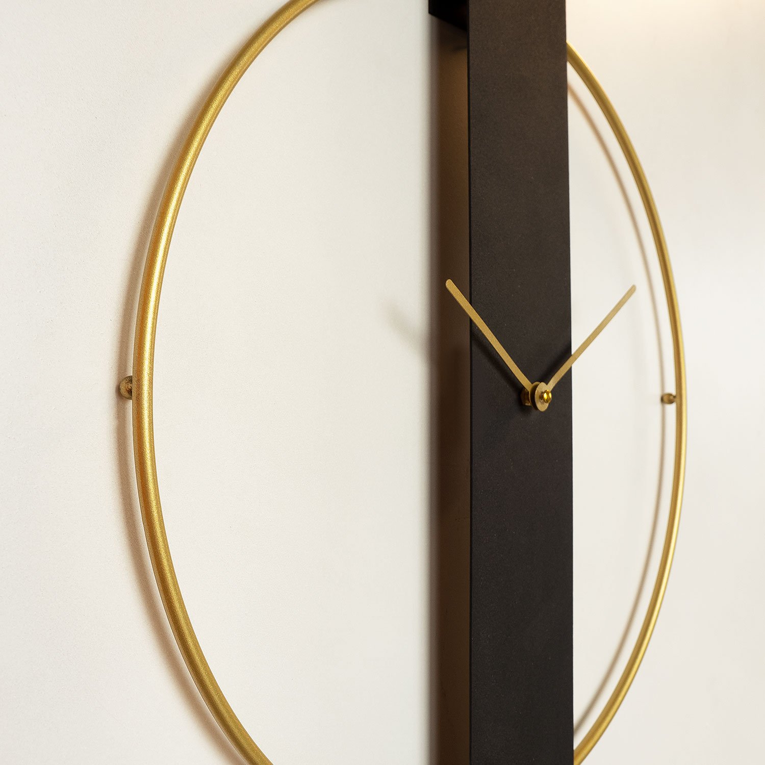 Ceas de perete decorativ, Wallxpert, otel, negru auriu, 49x54 cm