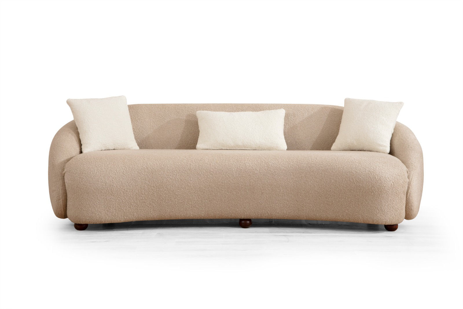 Canapea 3 locuri, Atelier Del Sofa, material textil cappuccino, lemn fag, 230x75x94 cm — imaginea 2