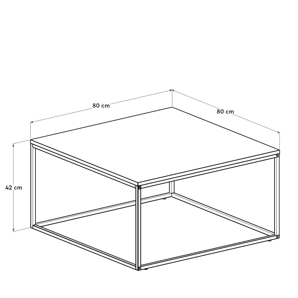 Masuta de cafea, Hanah Home, pal melaminat, negru marmura, 80x80x42 cm — imaginea 2