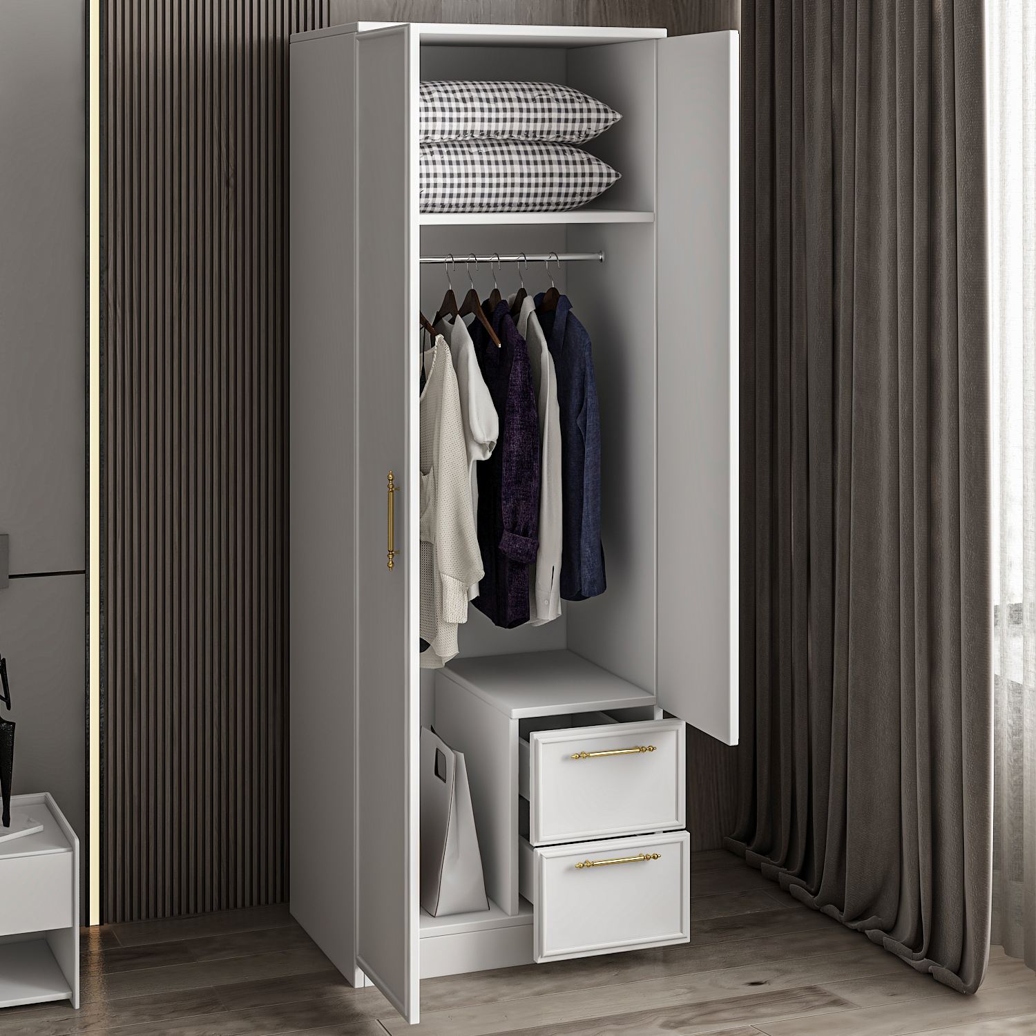 Sifonier, Hanah Home, pal melaminat, alb, 60x45x171.8 cm, 382NRC1164 — imaginea 4