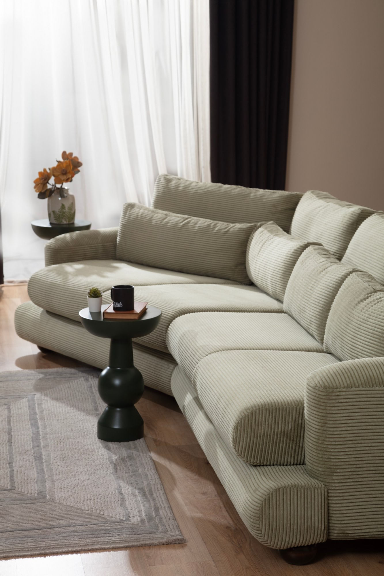 Canapea 4 locuri, Hanah Home, lemn fag, verde, 330x105x90 cm — imaginea 2