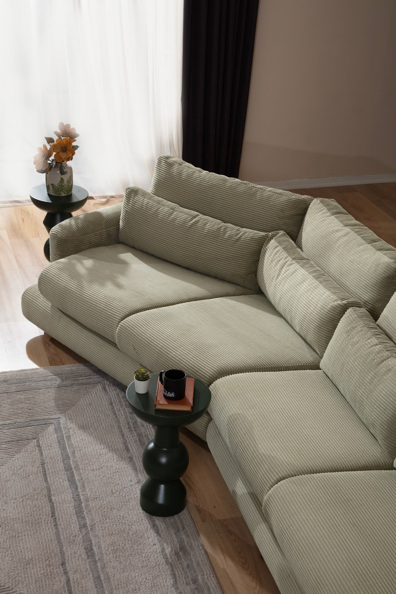 Canapea 4 locuri, Hanah Home, lemn fag, verde, 330x105x90 cm — imaginea 5