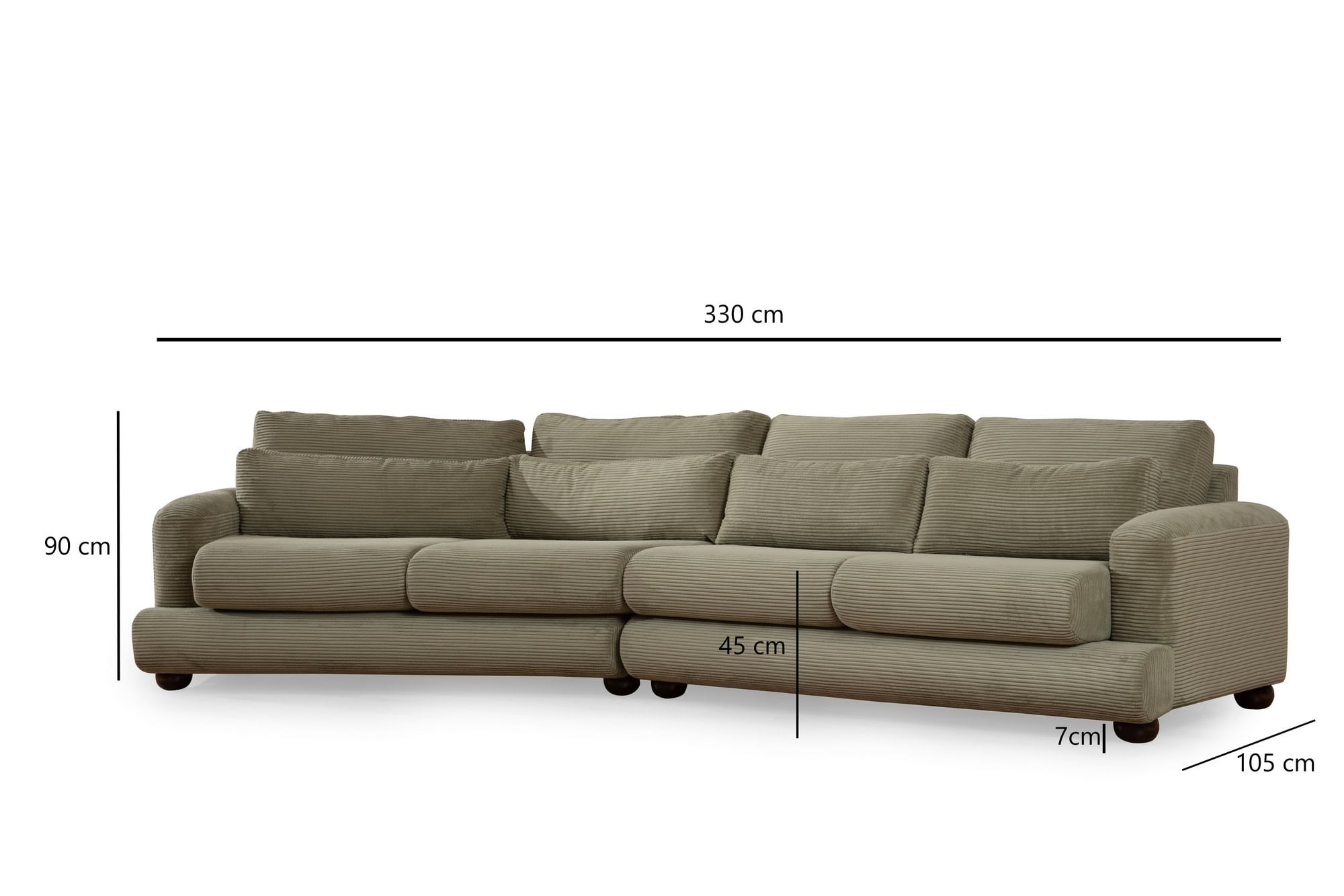 Canapea 4 locuri, Hanah Home, lemn fag, verde, 330x105x90 cm — imaginea 7