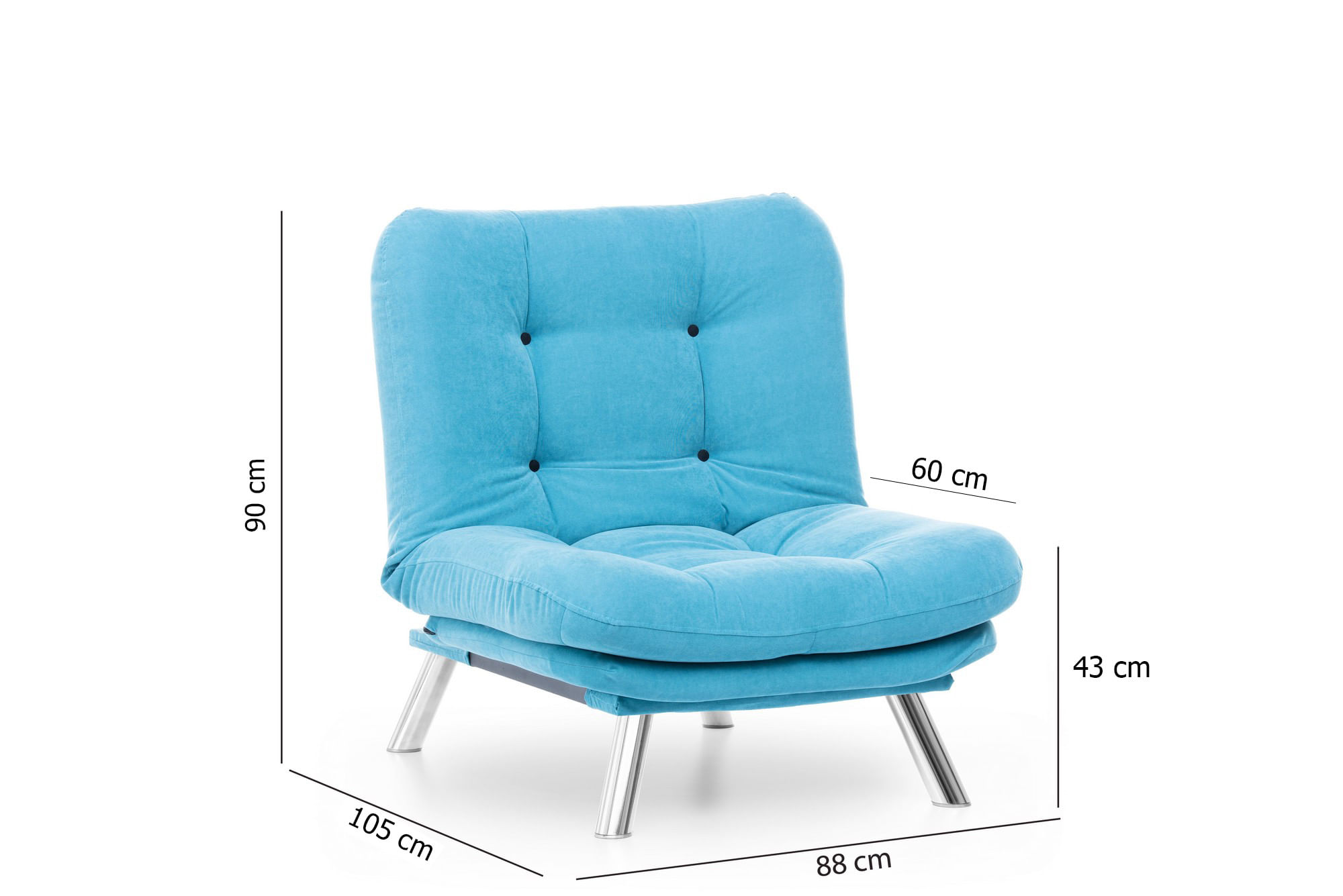 Fotoliu, Hanah Home, metal, turcoaz, 88x90x105 cm — imaginea 2