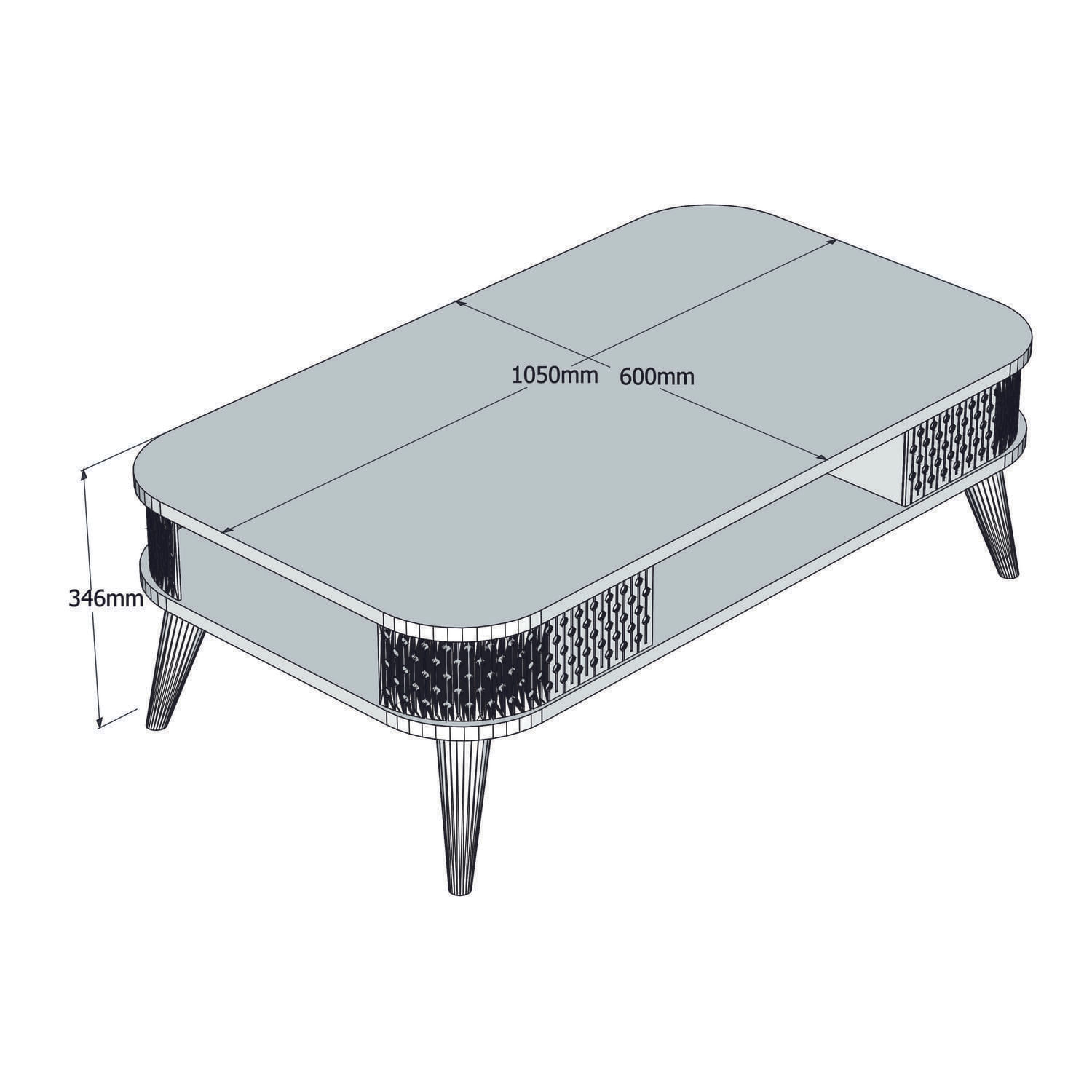 Masuta de cafea, Hanah Home, pal melaminat, nuc, 105x60x34.6 cm, 845HCT2828 — imaginea 2