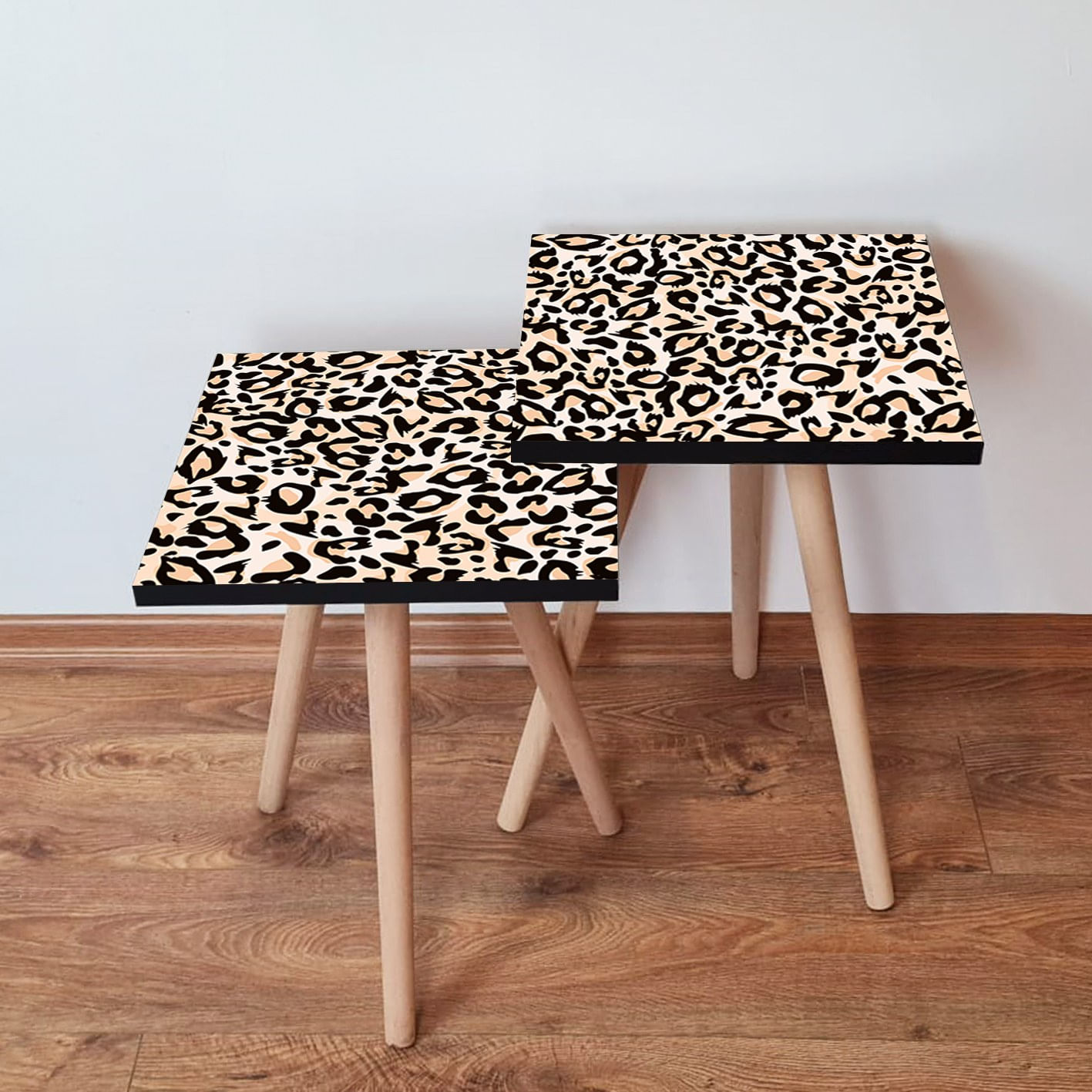 Set masute de cafea, Hanah Home, mdf, alb bej negru, 35x35x47 cm