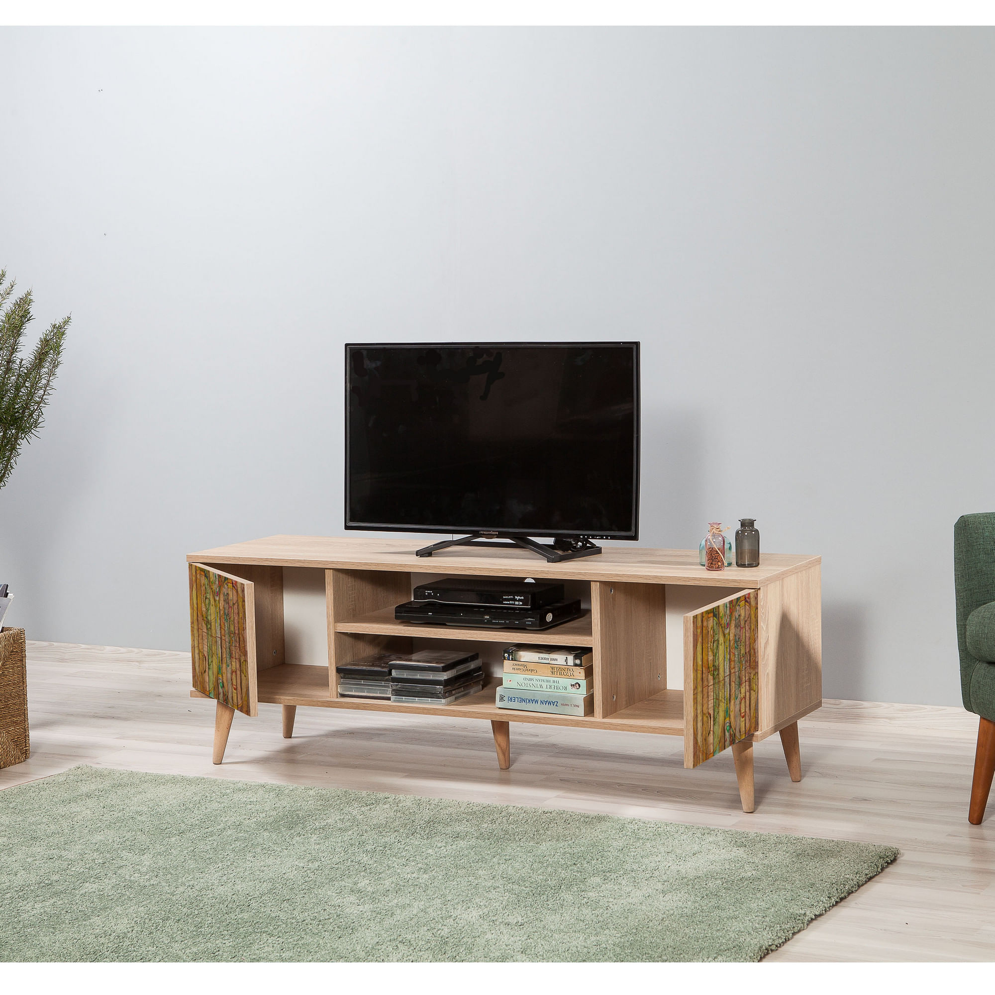 Comoda tv, Hanah Home, pal melaminat, stejar sonoma, 140x40x50 cm, 863SPH3034 — imaginea 2