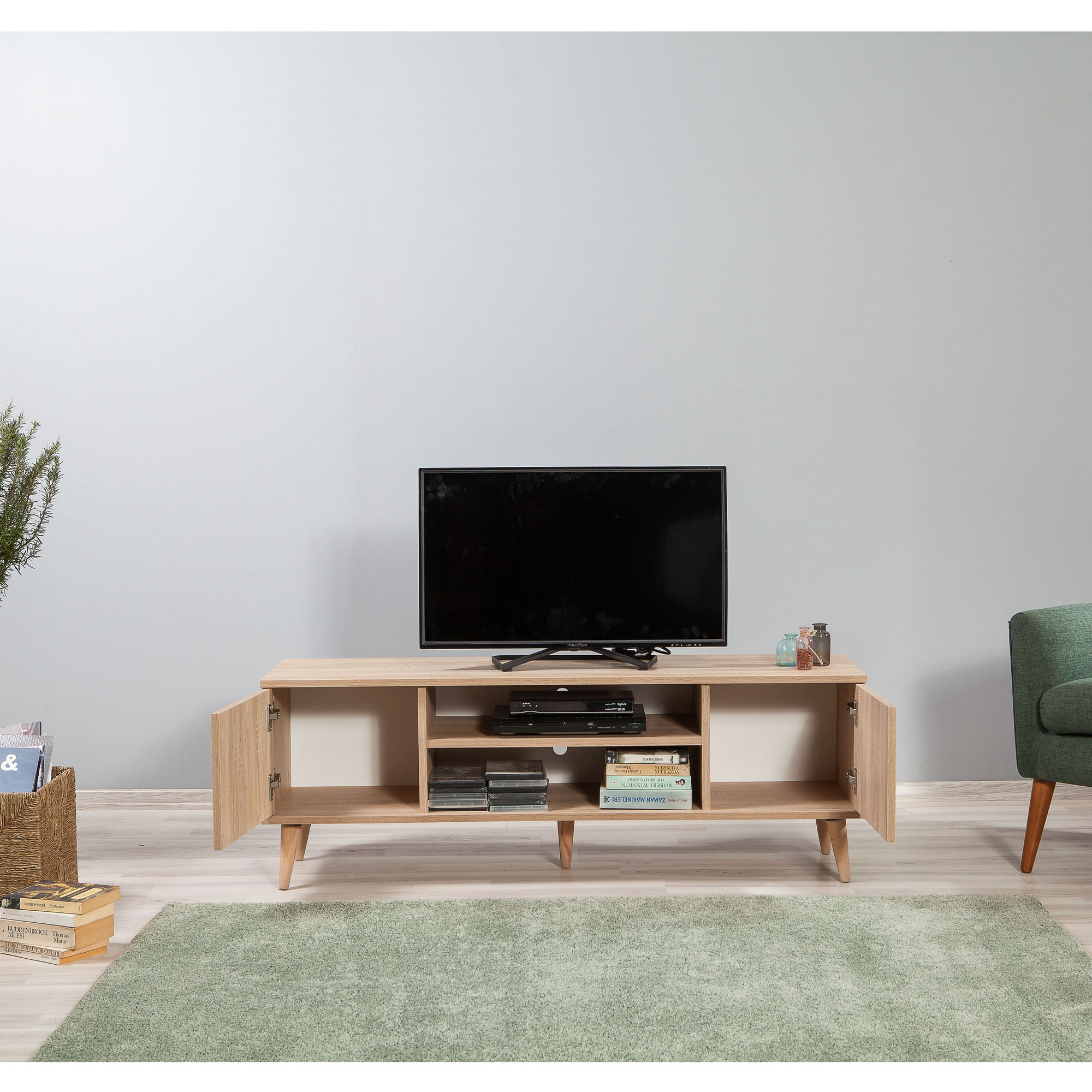 Comoda tv, Hanah Home, pal melaminat, stejar sonoma, 140x40x50 cm, 863SPH3034 — imaginea 5