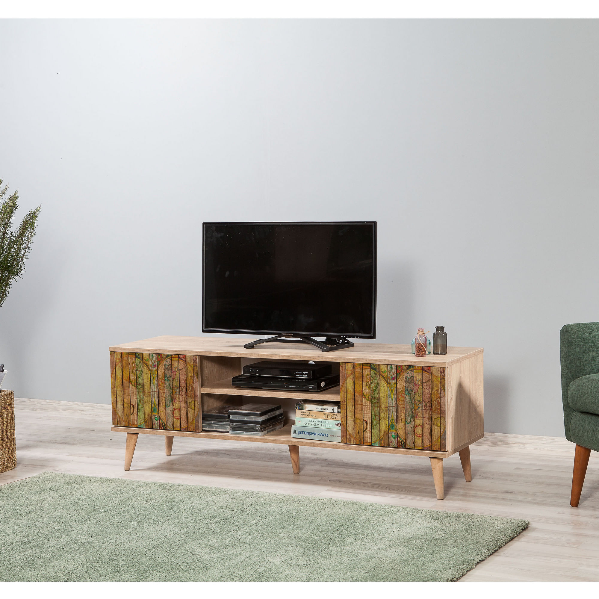 Comoda tv, Hanah Home, pal melaminat, stejar sonoma, 140x40x50 cm, 863SPH3034 — imaginea 8