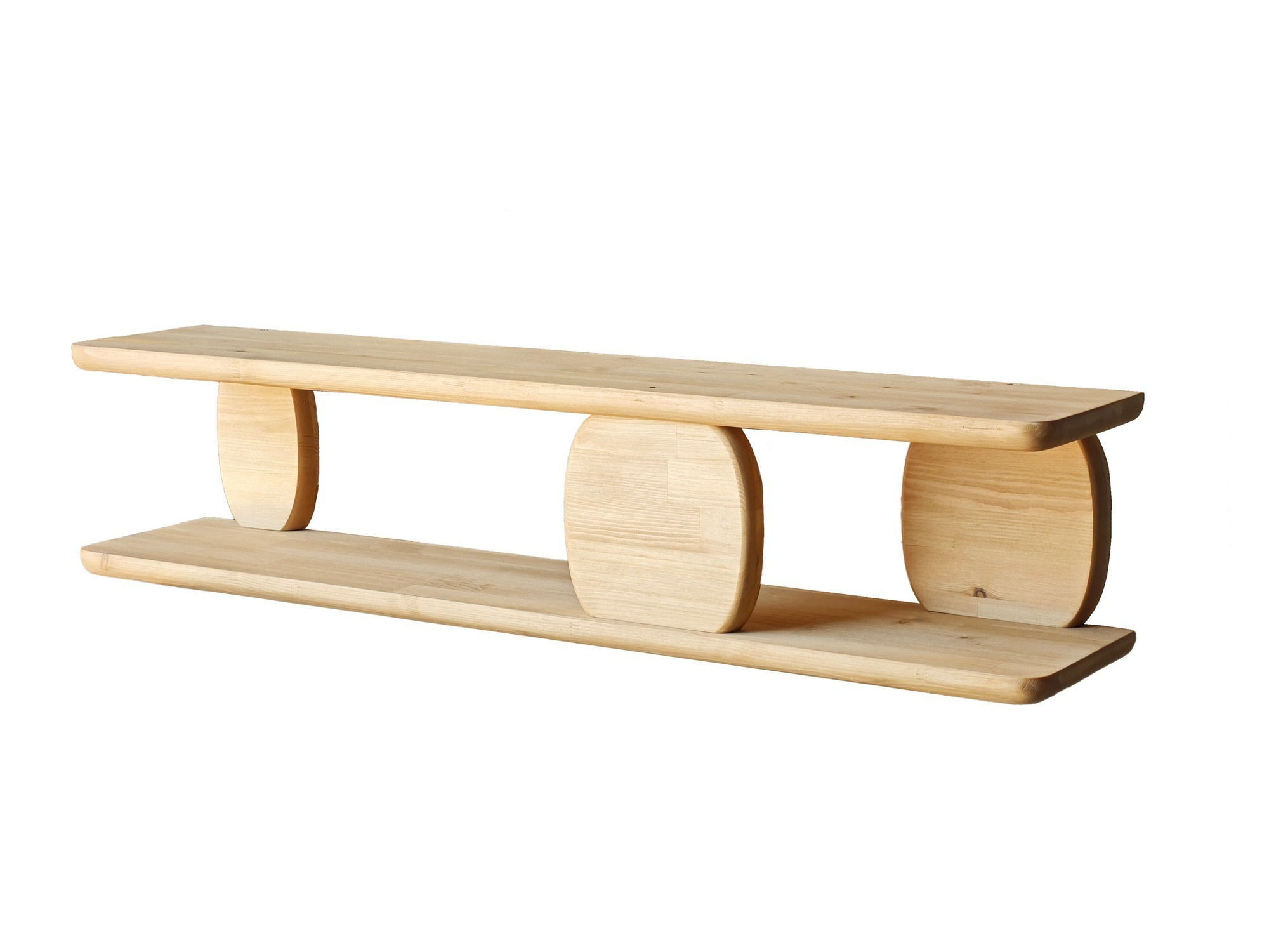 Raft de perete, Hanah Home, lemn masiv, stejar, 120x30x24 cm — imaginea 6